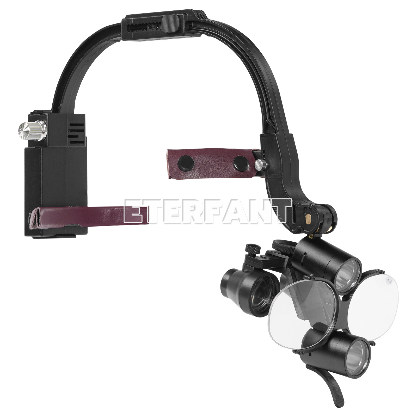 ETERFANT Dental 3.5X Headband Binocular Loupes with 5W LED Head Light 2Led Black