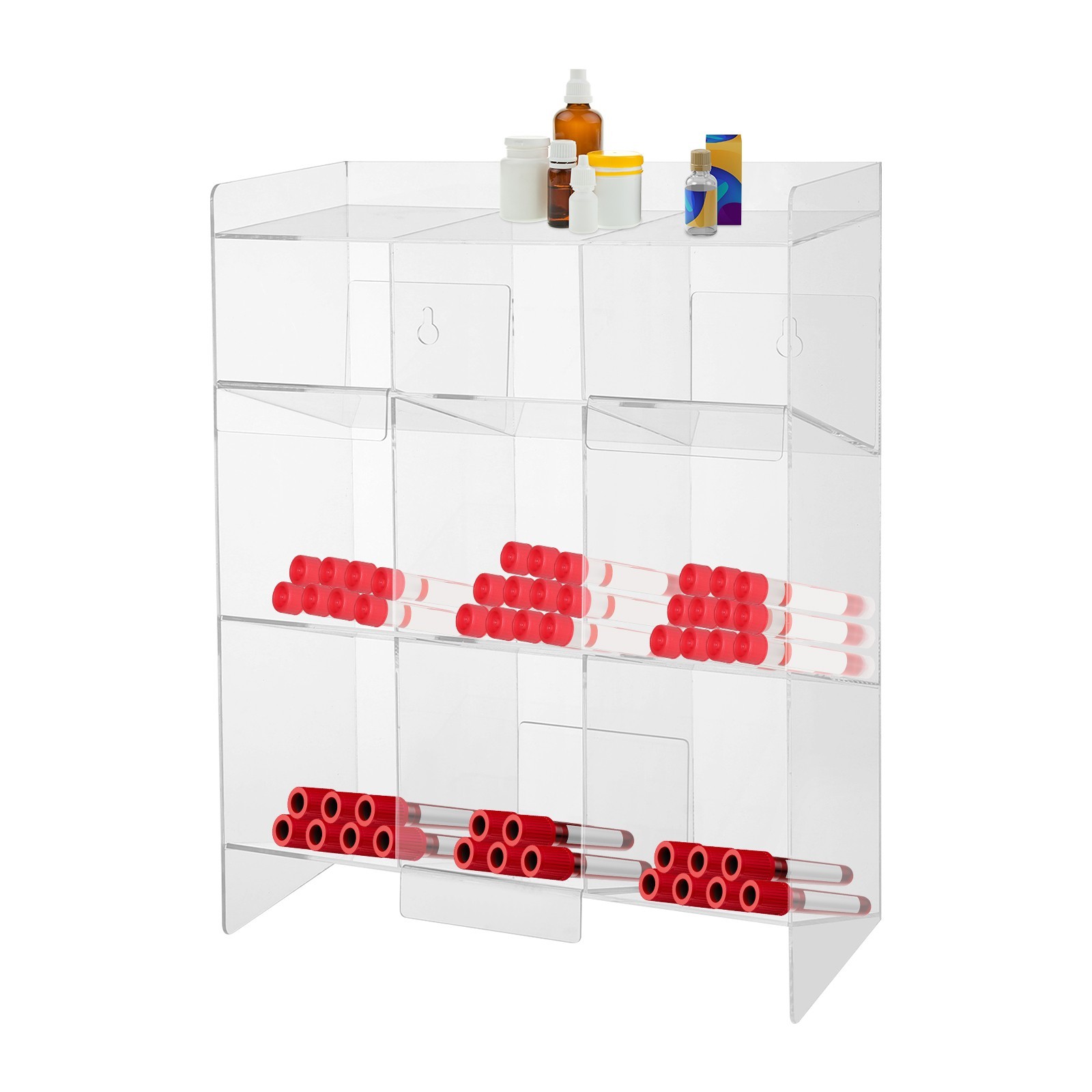 Test Tube Rack, 9 Compartment Lab Organizer, Acrylic Tube Rack, 12*5.5*16Inches