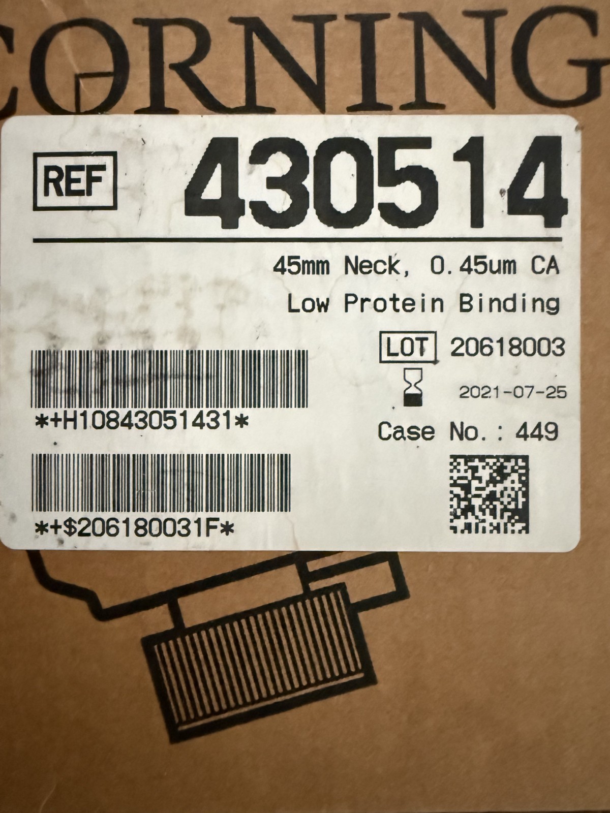 Corning 430514 500mL Bottle Top Filter 0.45µm CA 45mm Neck – 1/Pack Sealed