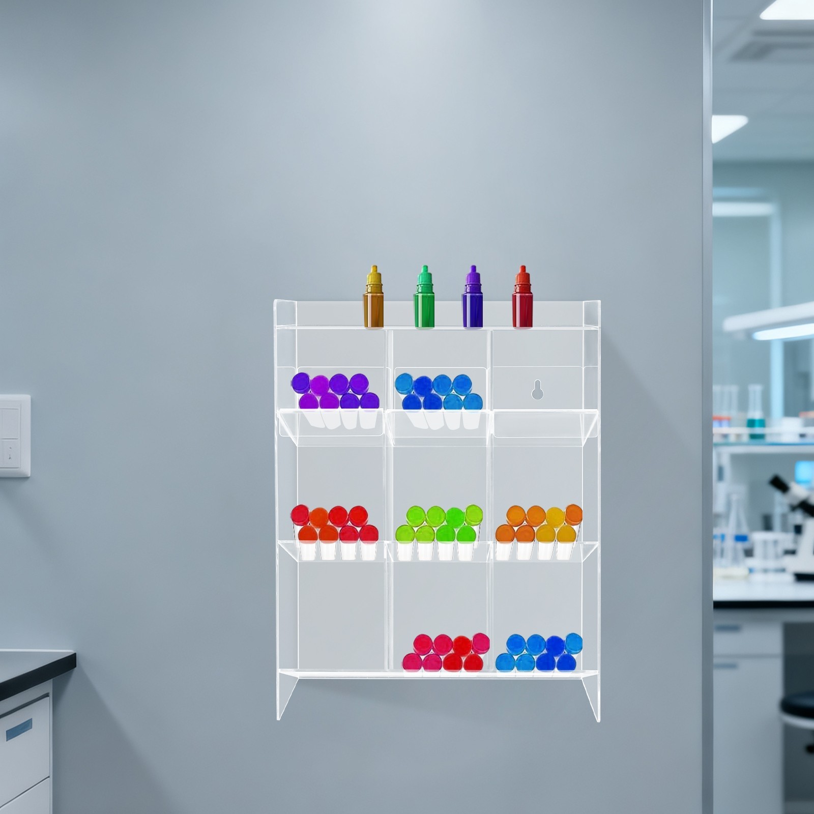 Test Tube Rack, 9 Compartment Lab Organizer, Acrylic Tube Rack, 12*5.5*16Inches