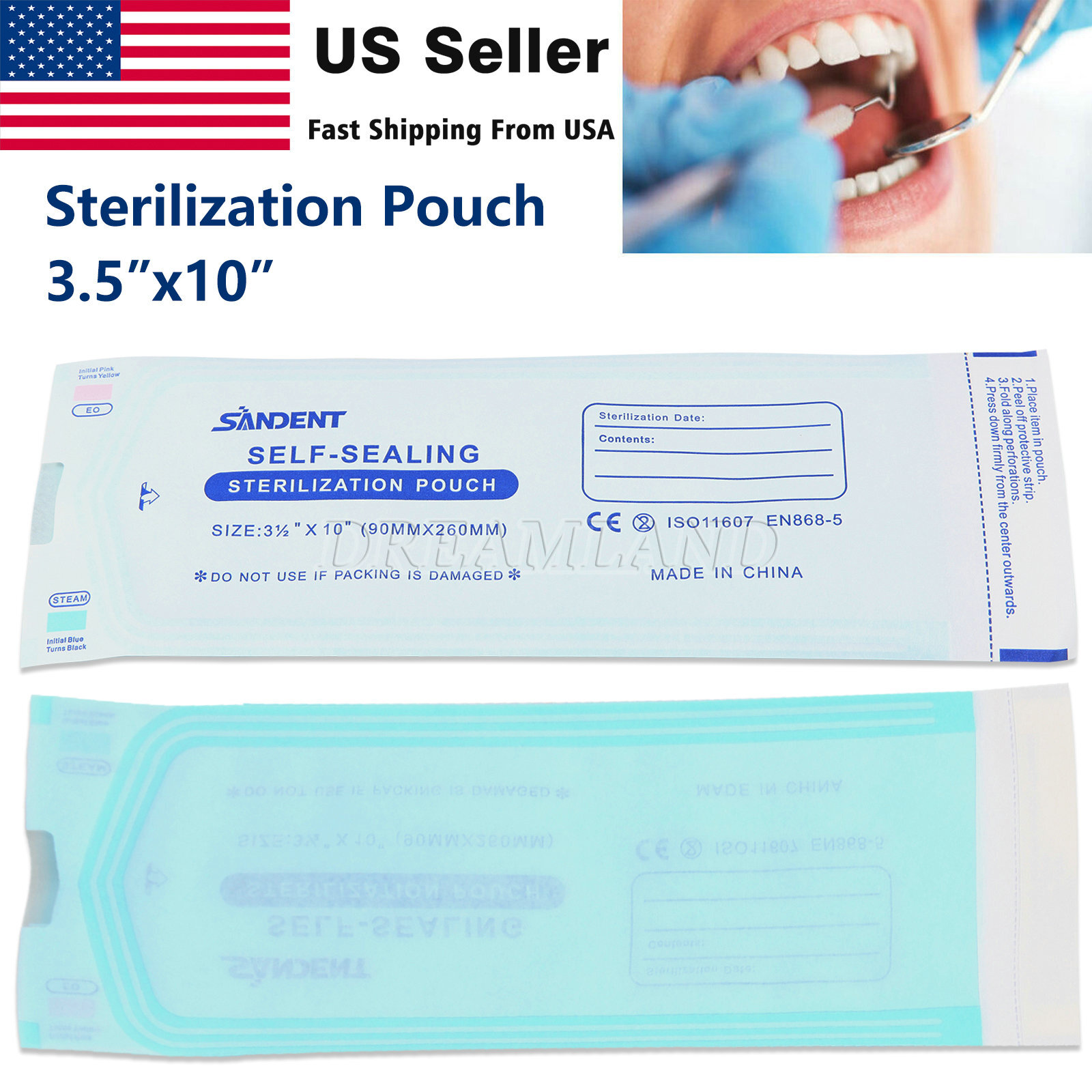 up to 7000 Sterilization Pouches 3.5 ” x 10 ” Dental Self Seal Pouch Bag