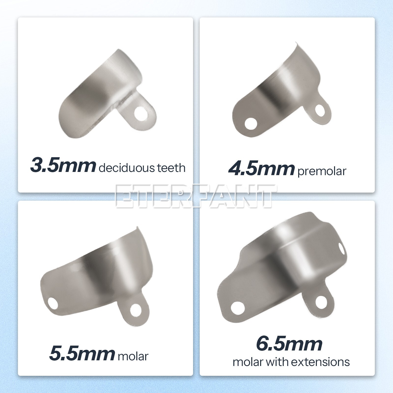 3.5-6.5mm Dental Matrix Bands Ring Sectional Matrice Clamp 50Pcs/Box