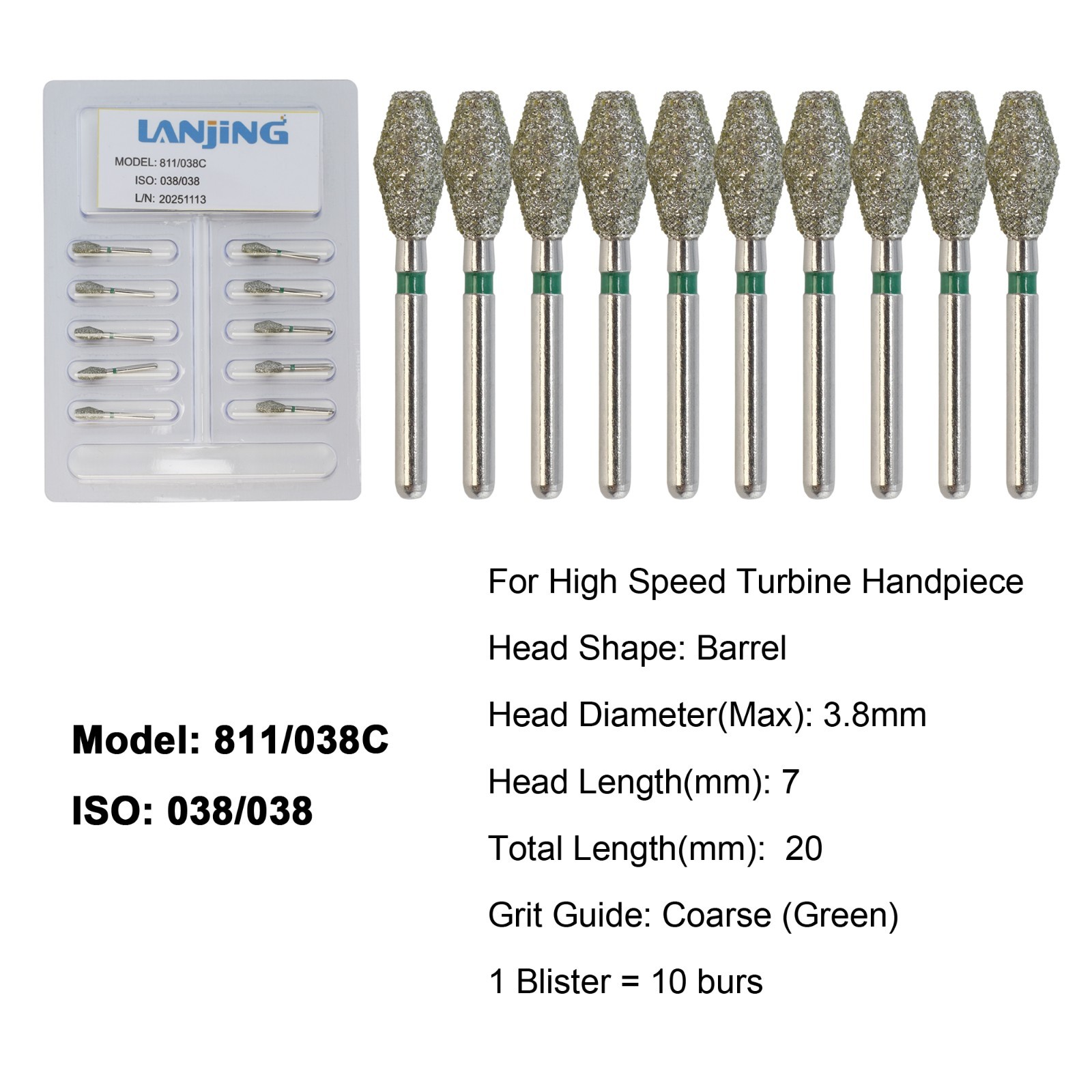 Dental Diamond Burs FG Barrel Diamond Bur Super Coarse High Speed Friction Grip
