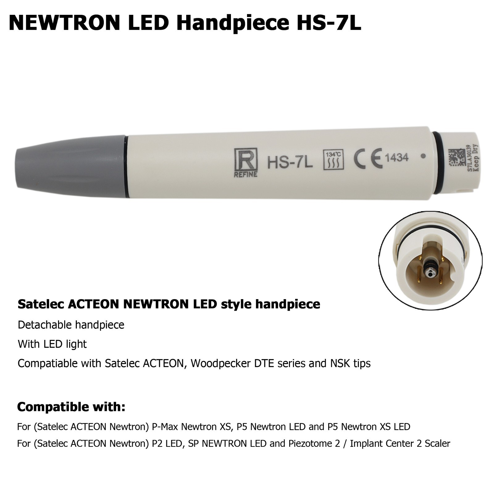 Satelec Acteon P5 Newtron LED Handpiece Dental DTE Ultrasonic Piezo Scaler Tips
