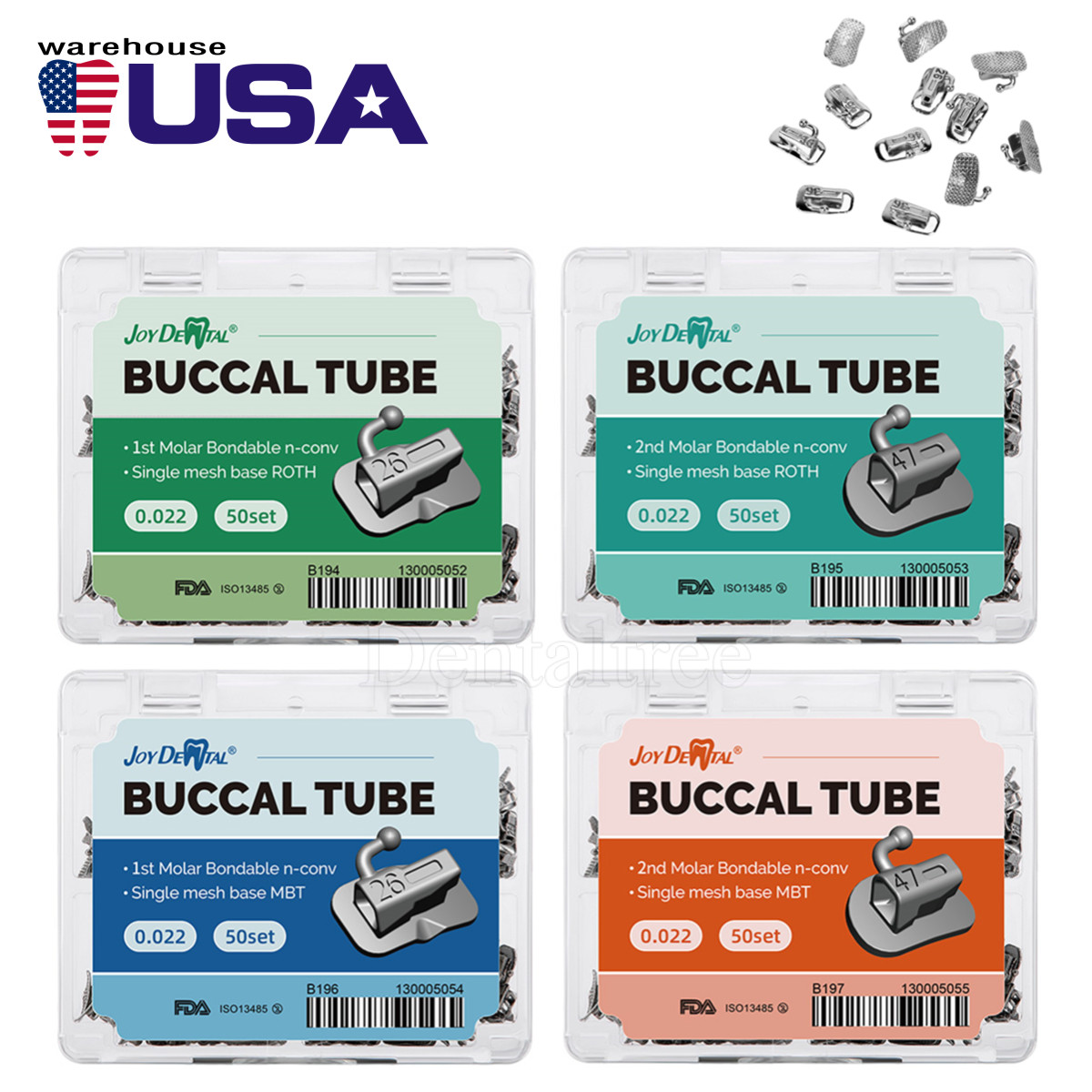 Dental Ortodoncia Tubos bucales Roth/MBT 022 1er Molar Bondable Non-Convertible