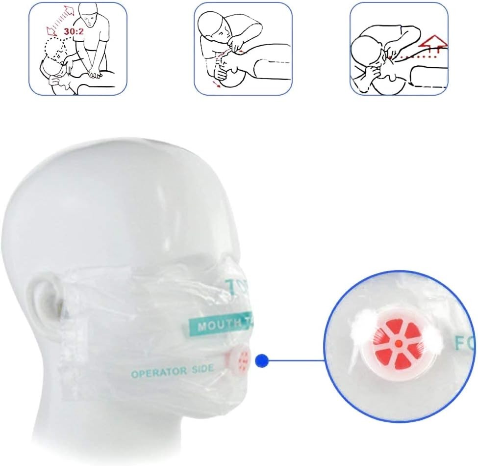 CPR Mask and PVC Disposable Gloves 20PCS for Pocket or Key chain, CPR Emergency