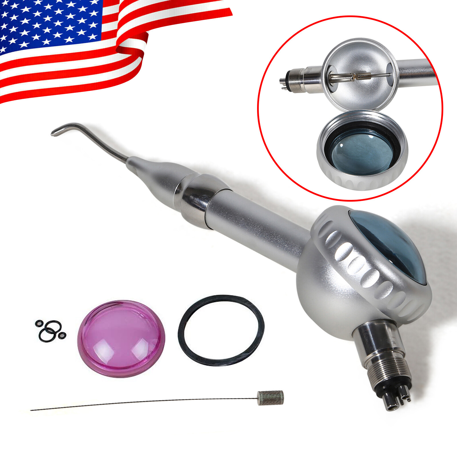 Dental Air Polisher Flow Teeth Polishing Handpiece Hygiene Prophy Jet 4 H &Tip