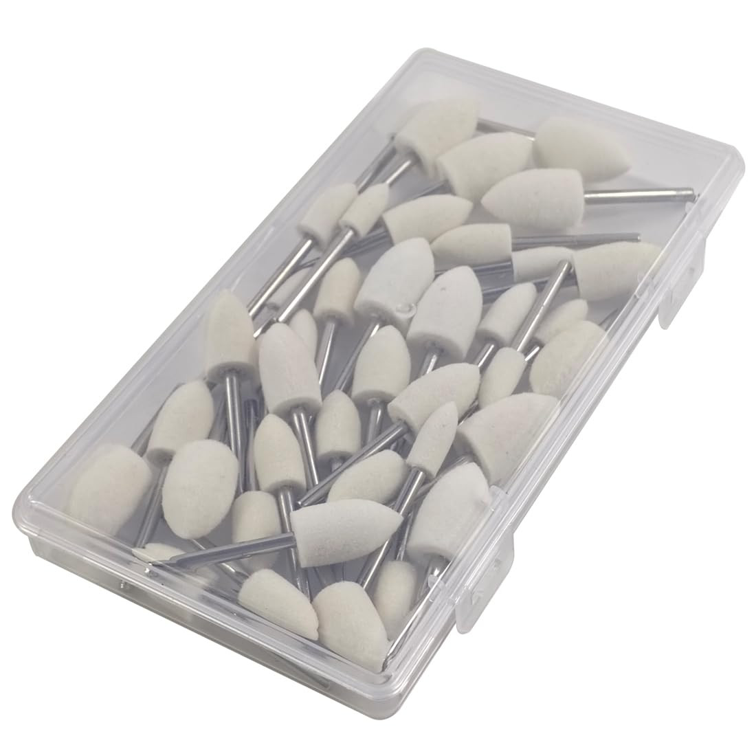 40 Pcs Bullet Shape Wool Polishing Bits – 1/8” Shank Wool Felt Buffing