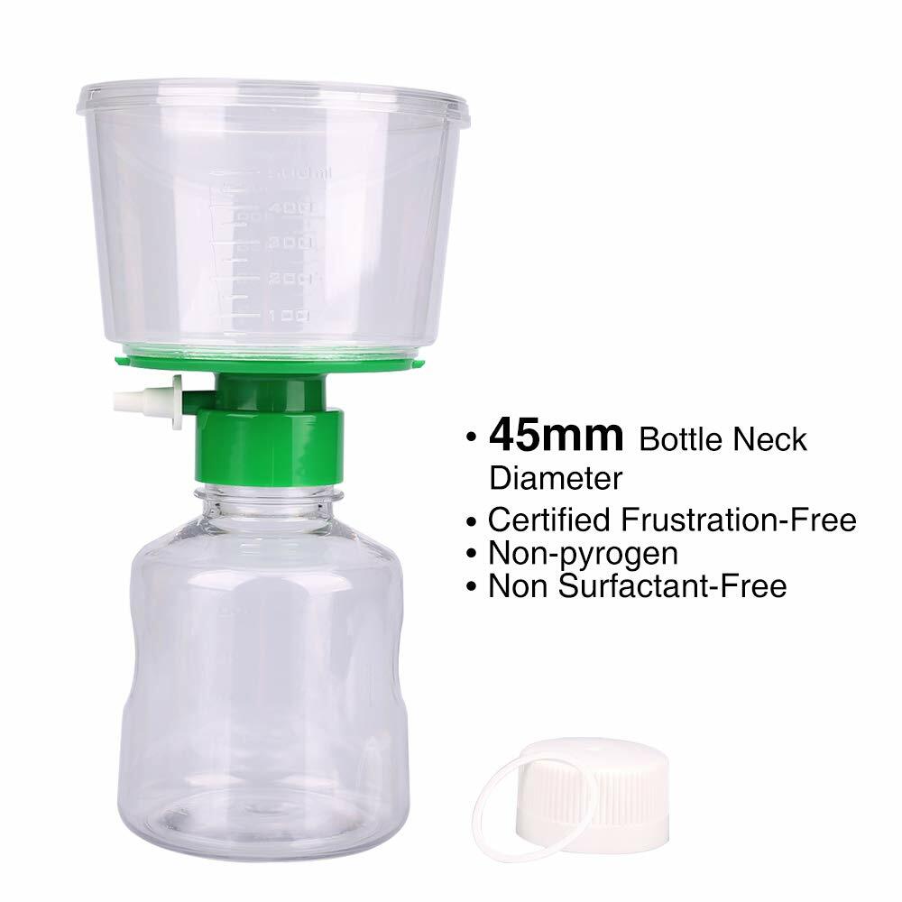 12PCS Vacuum Bottle Top Filters 0.22um PES Membrane 500ml Funnel+500ml Received