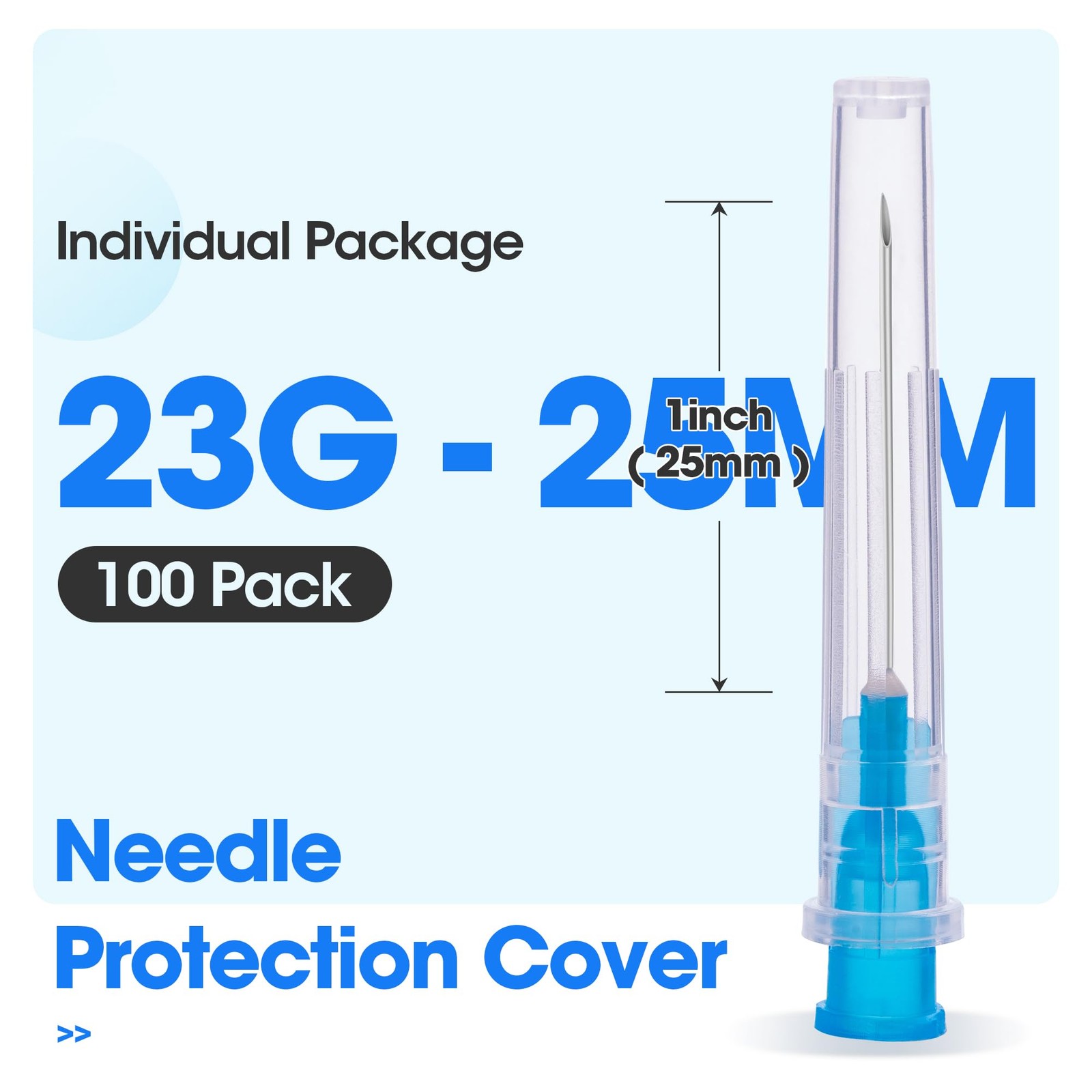 23 Ga 1 Inch Lab Syringe Needle,100Pcs Disposable Dispensing 23G 25mm