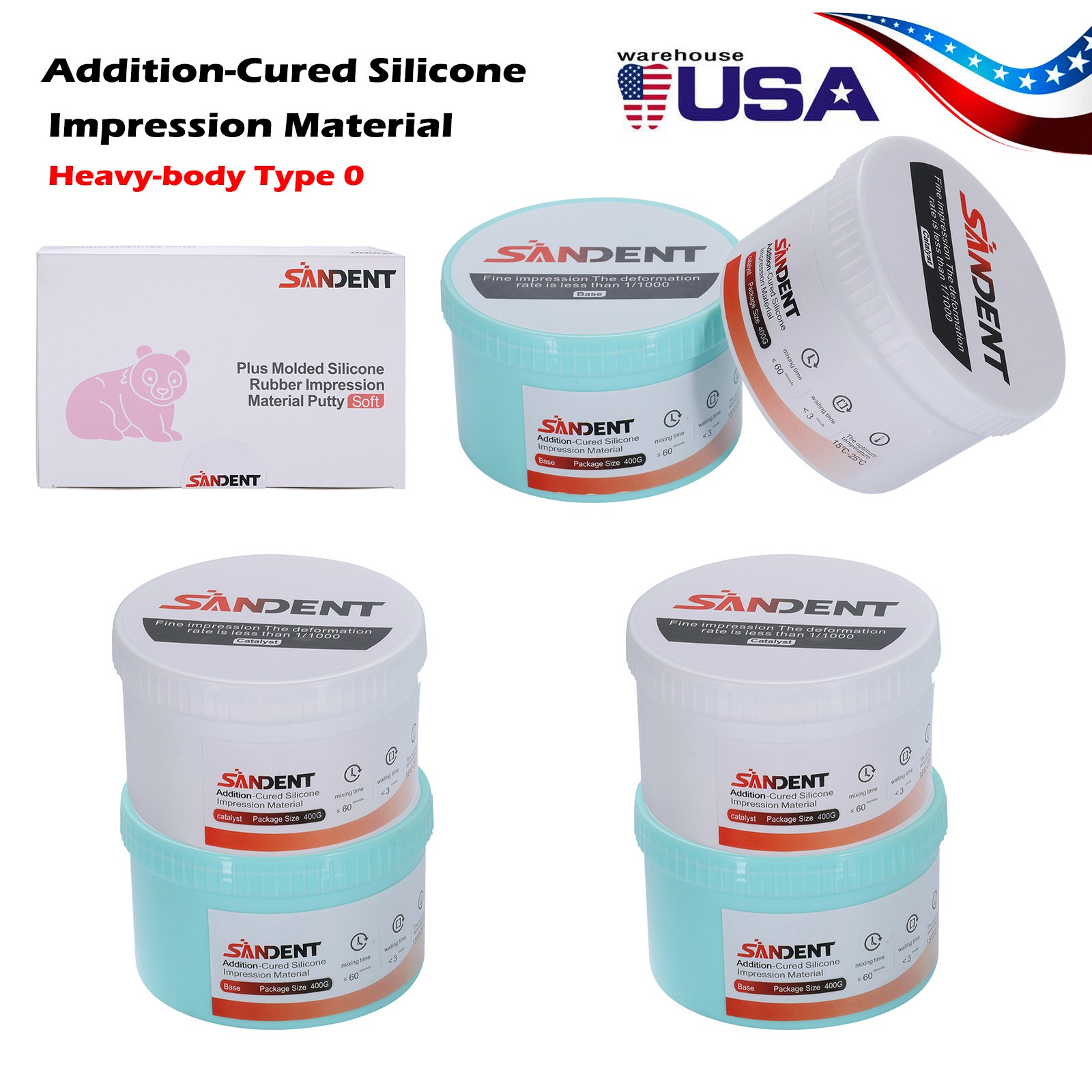 1-10 Sets Dental Putty Fast Set PVS VPS Impression Material 2 x 400 ml PR