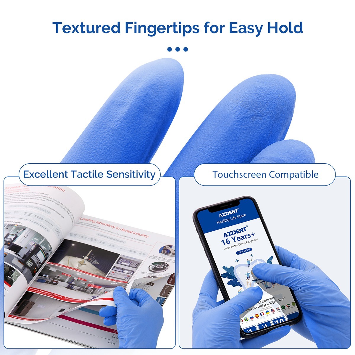 Puncture Resistant Nitrile Gloves Touchscreen Compatible 100pcs Latex Free S-XL