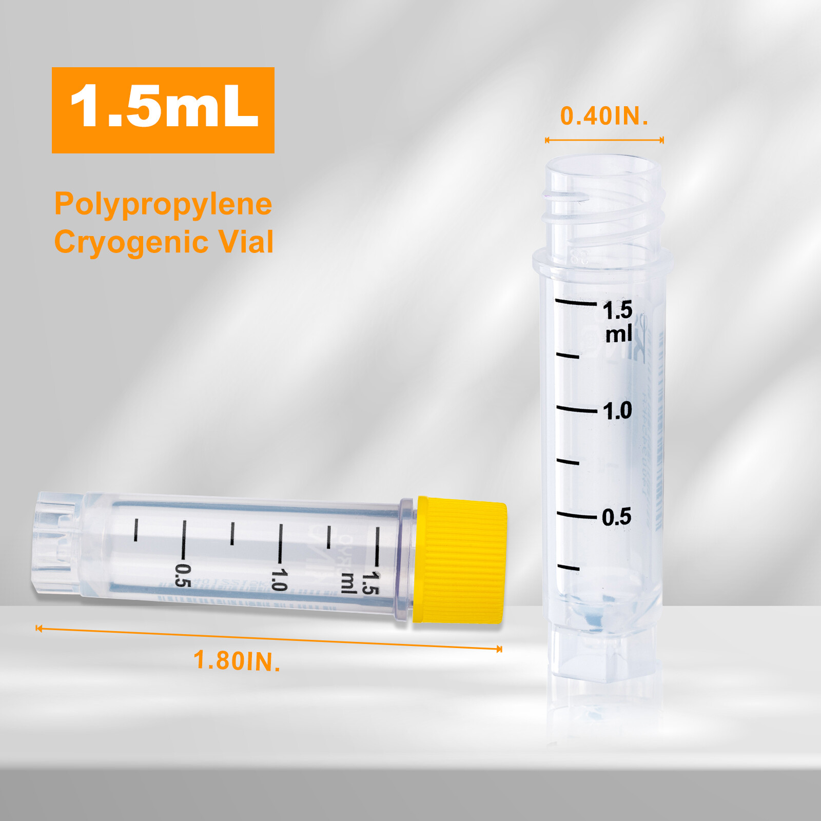 1000Pcs 1.5ml Cryogenic Vials, Sterile Vials with Side Barcode