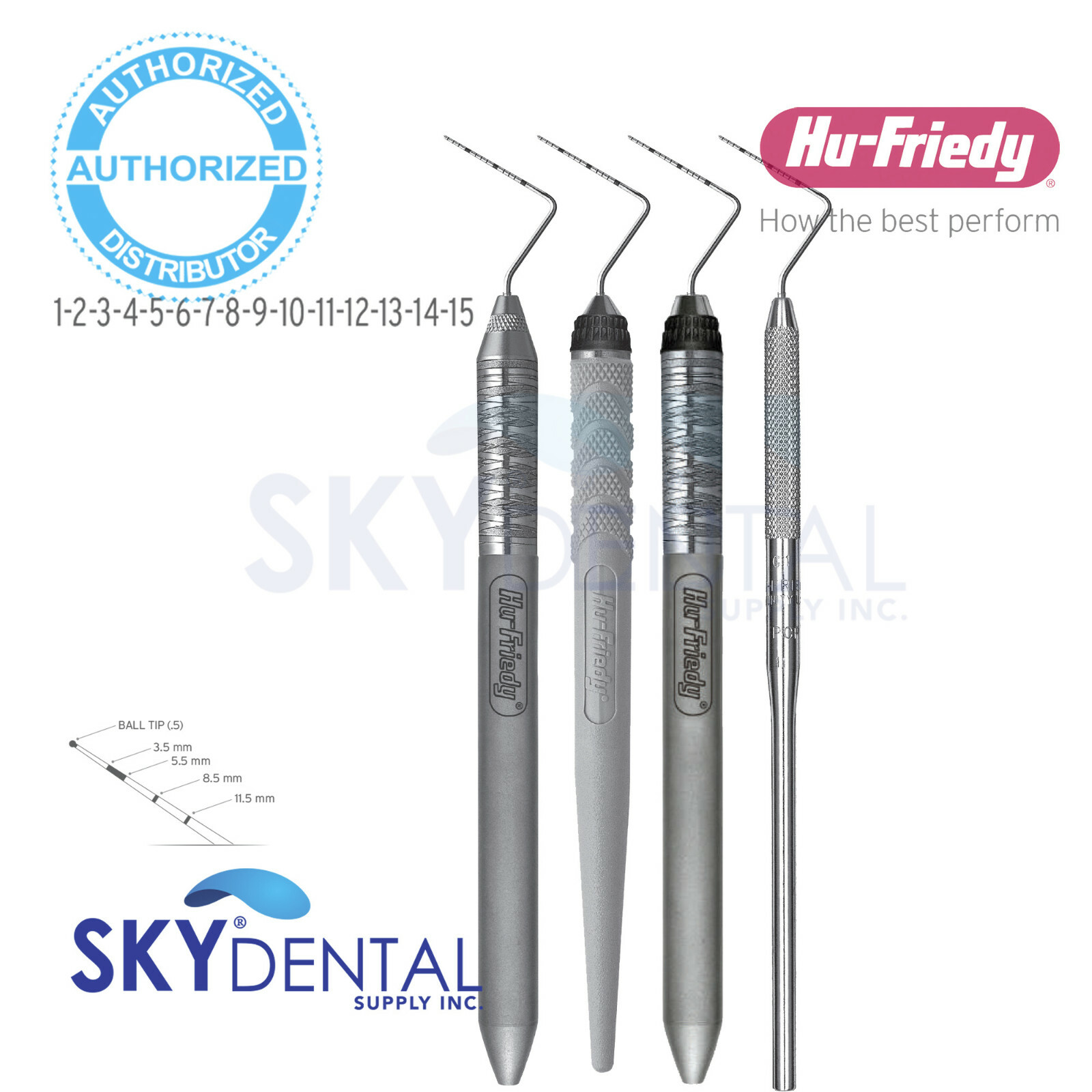 Hu-Friedy Single ended 15 UNC Color-Coded Probe – PCPUNC15, PCPUNC156, PCPUNC157