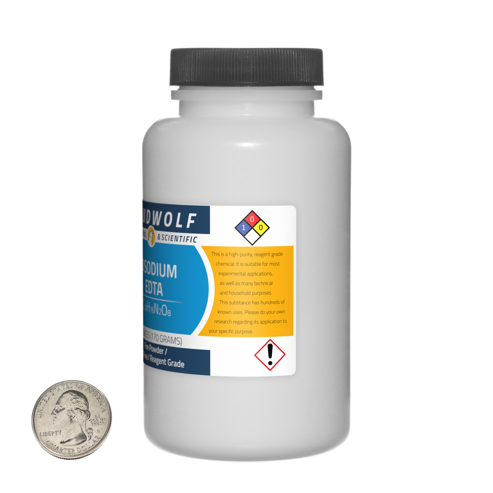 Disodium EDTA / 1.1 Pounds / 3 Bottles / 99% Pure Reagent Grade / Fine Powder