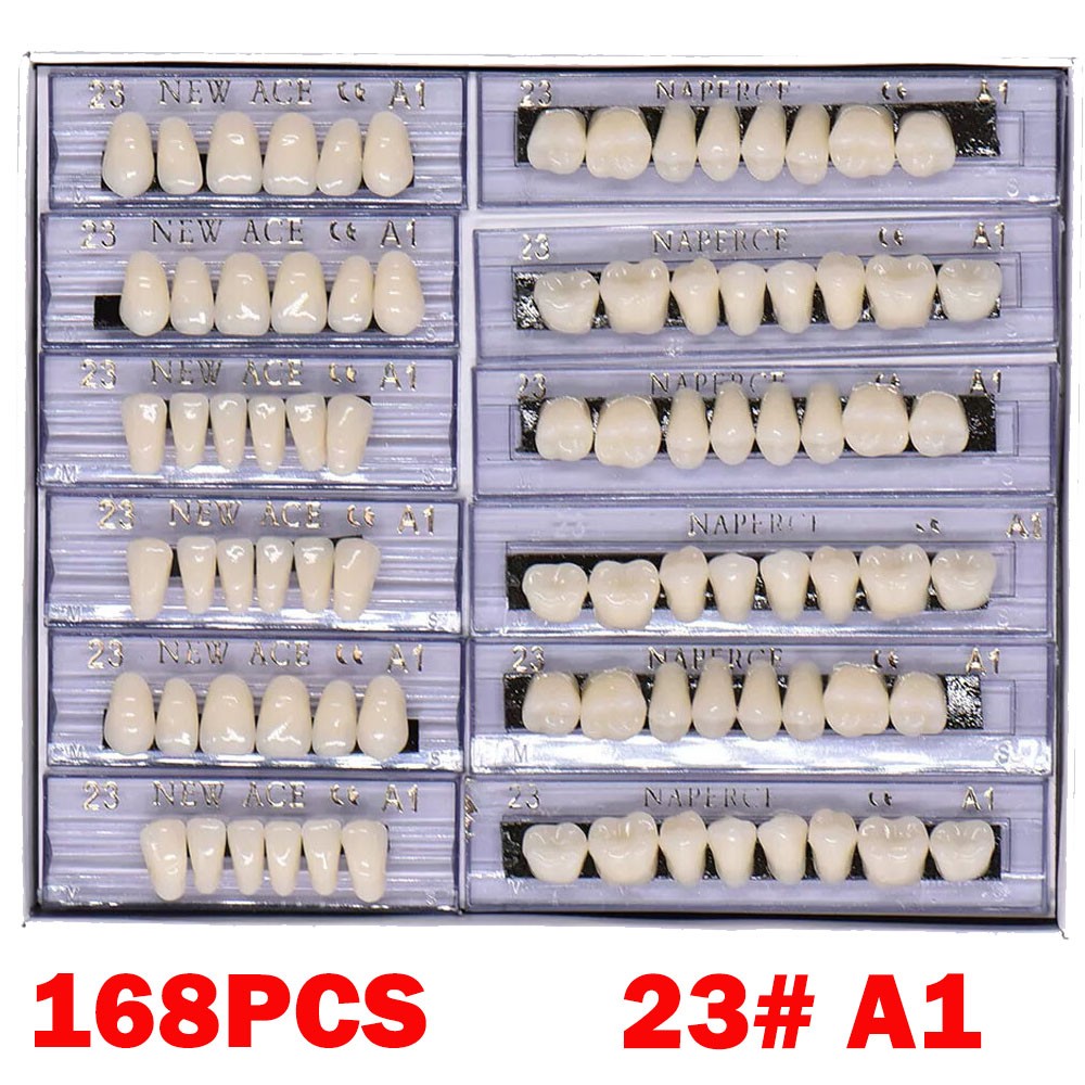 168Pc Dental Acrylic Resin False Teeth 23# Shade A1 Denture Full Upper Lower USA