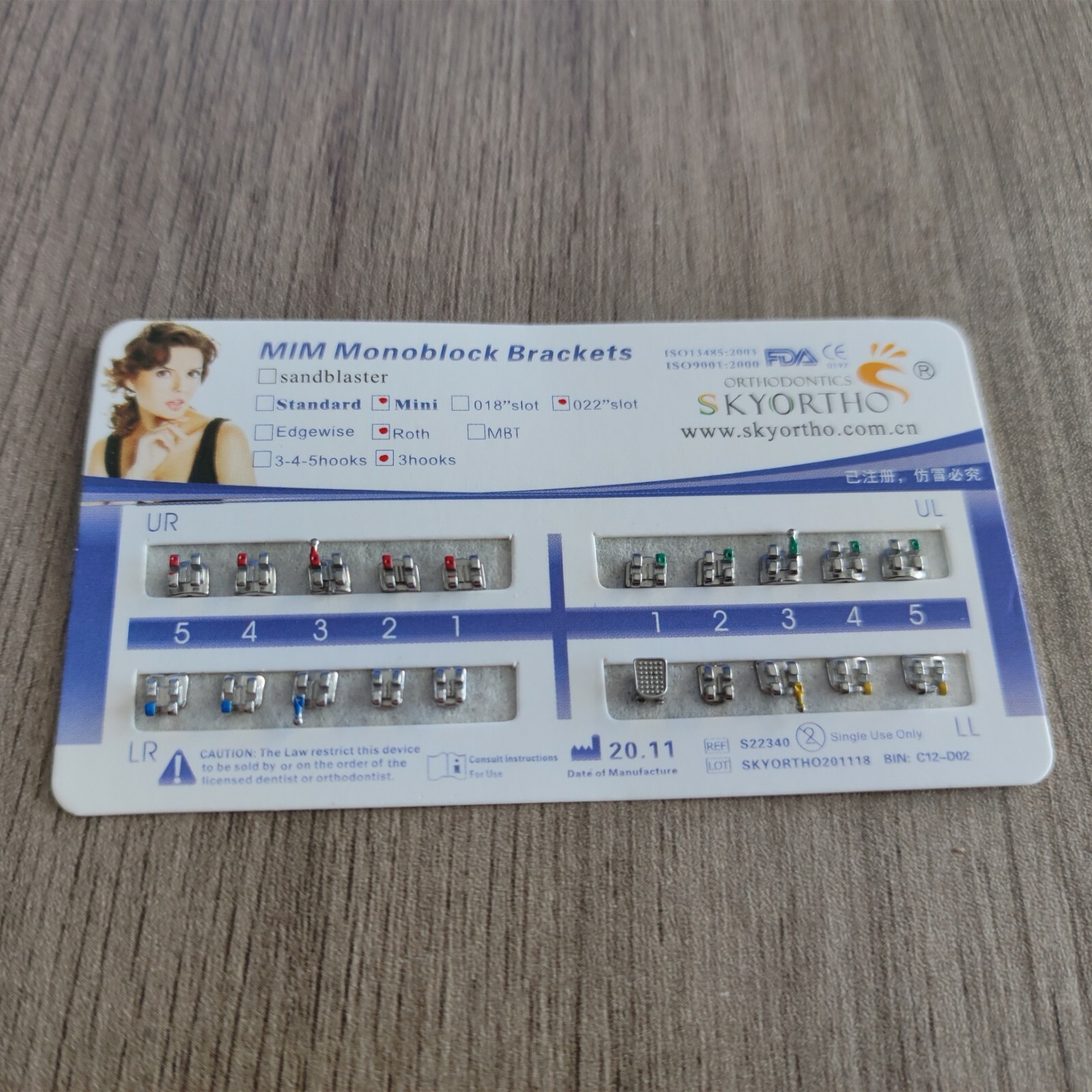10 Packs Dental Orthodontics Brackets Braces Mini Roth 022 3 Hook MIM Monoblock