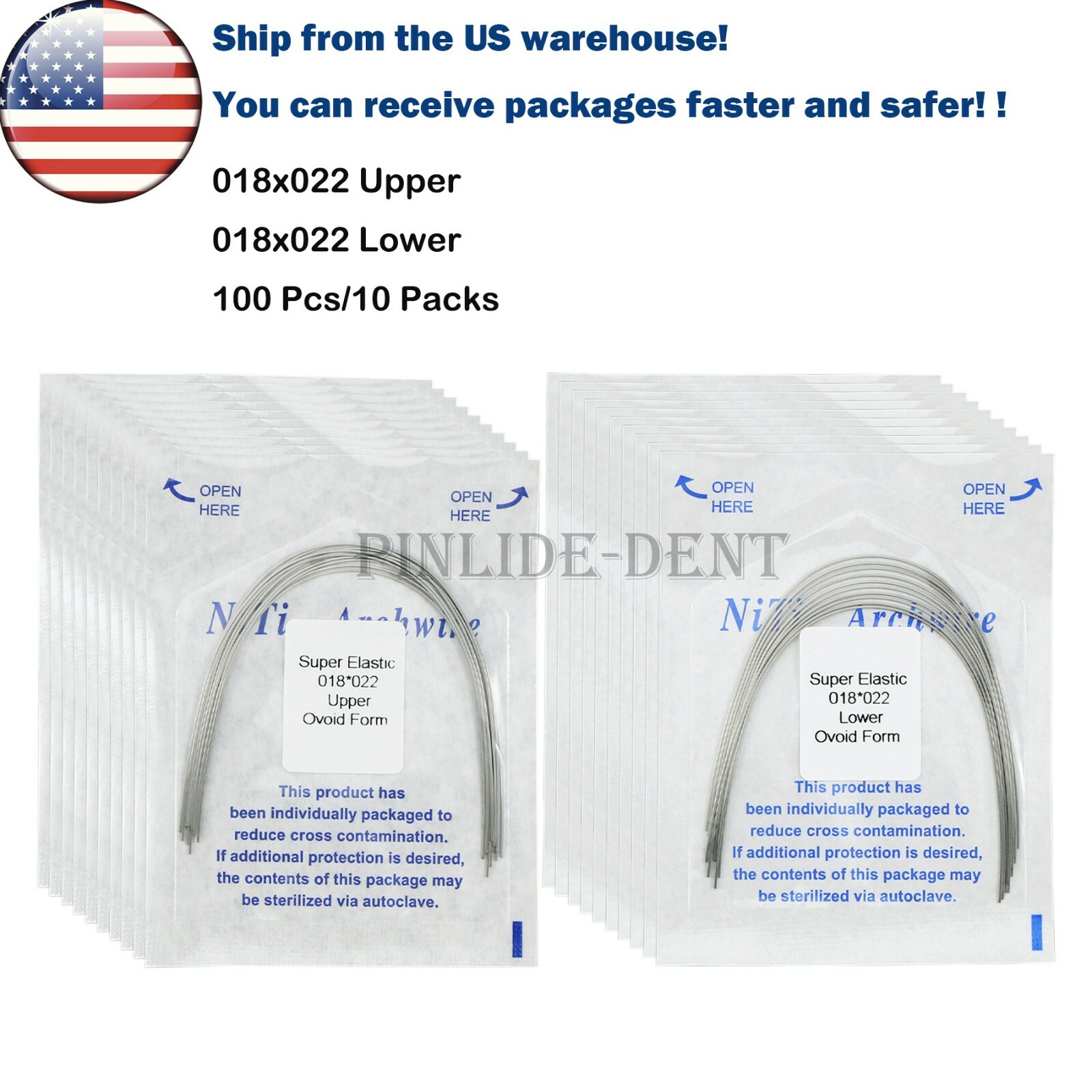 US Dental Orthodontic Super Elastic Niti Rectangular Arch Wires Ovoid All Size