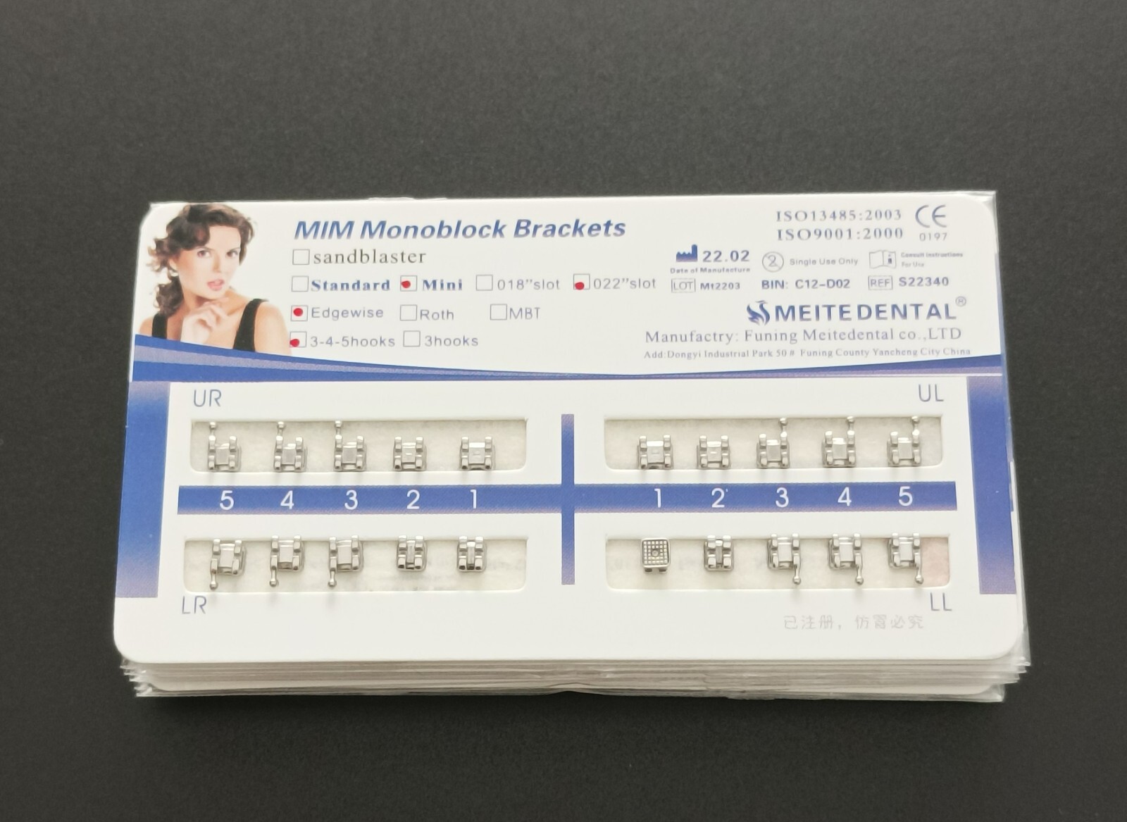 10Sets Dental Orthodontic Brackets MIM Monoblock Mini Roth/MBT 022 345 Hooks