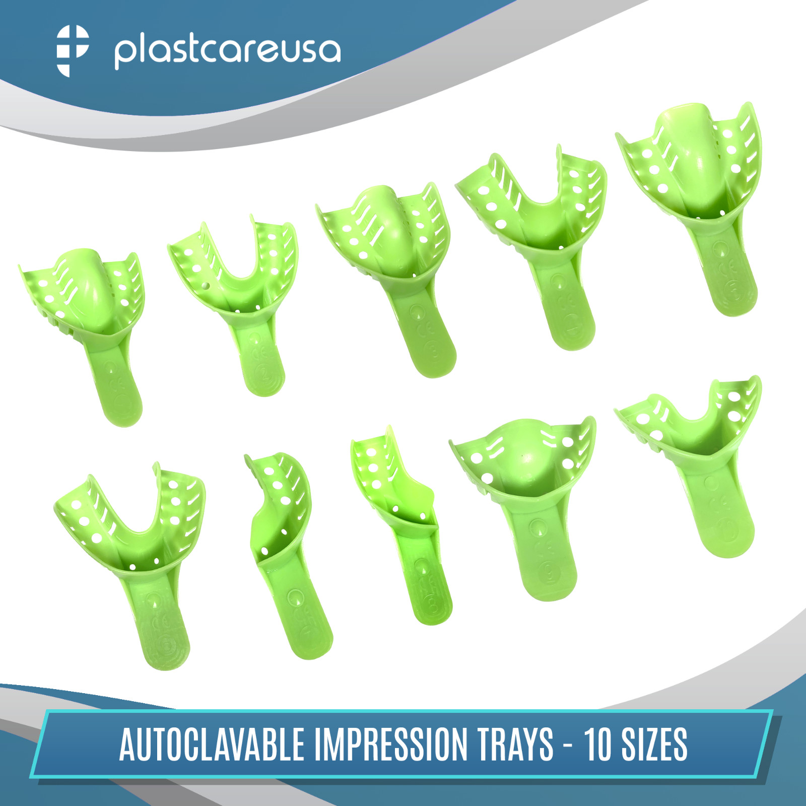 Dental Perforated Plastic Impression Trays Autoclave (CHOOSE SIZE) (1 Bag of 12)