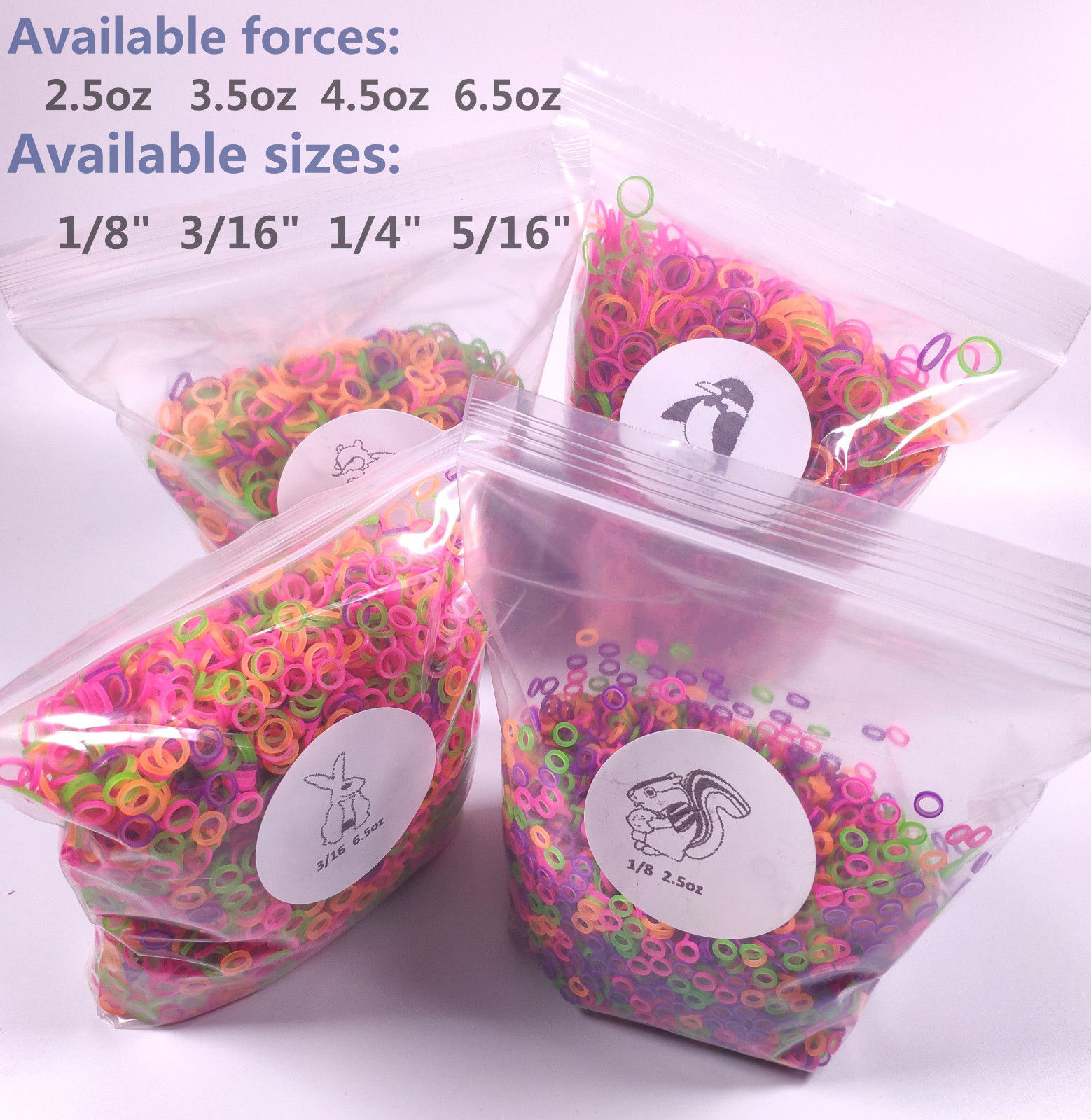 5000Pcs Dental Orthodontic Elastics Rubber Band Ties Colorful 2.5/3.5/4.5/6.5OZ