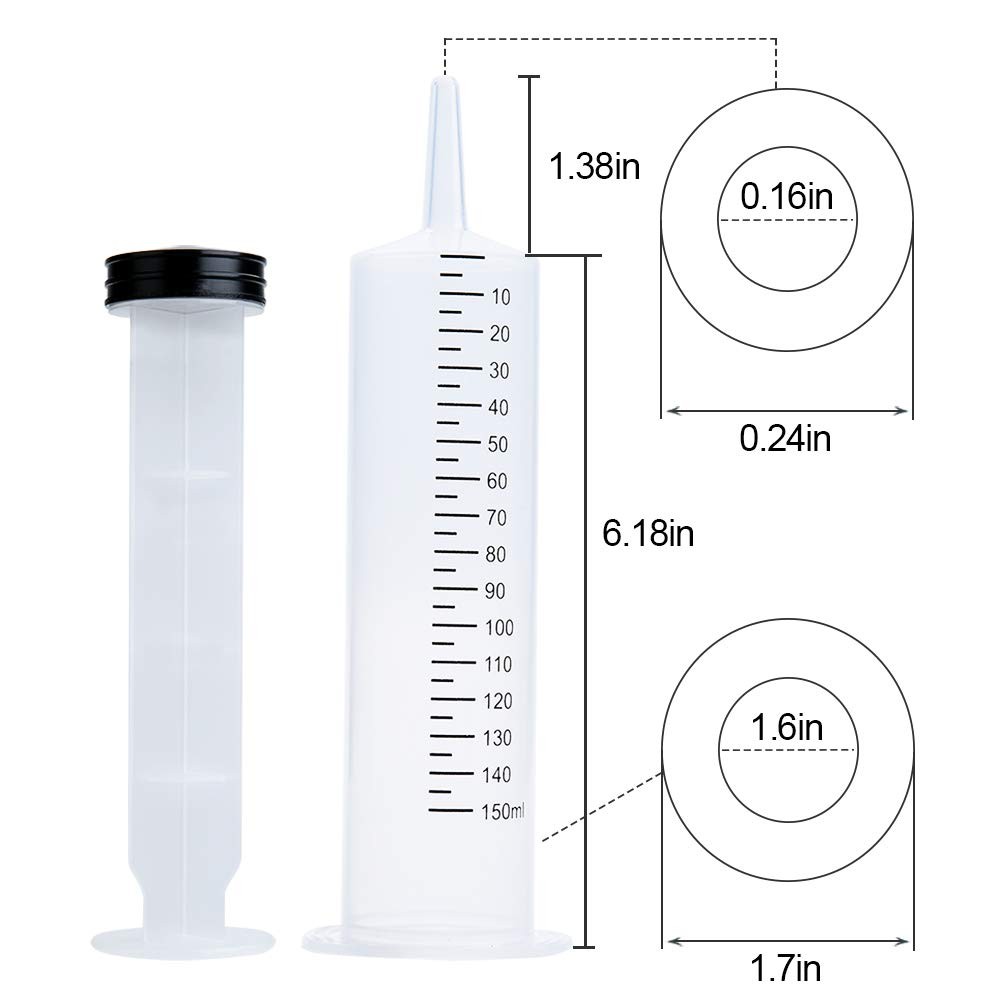 150ml Syringe with Tip Adapter, Large Plastic Individually Packaged…