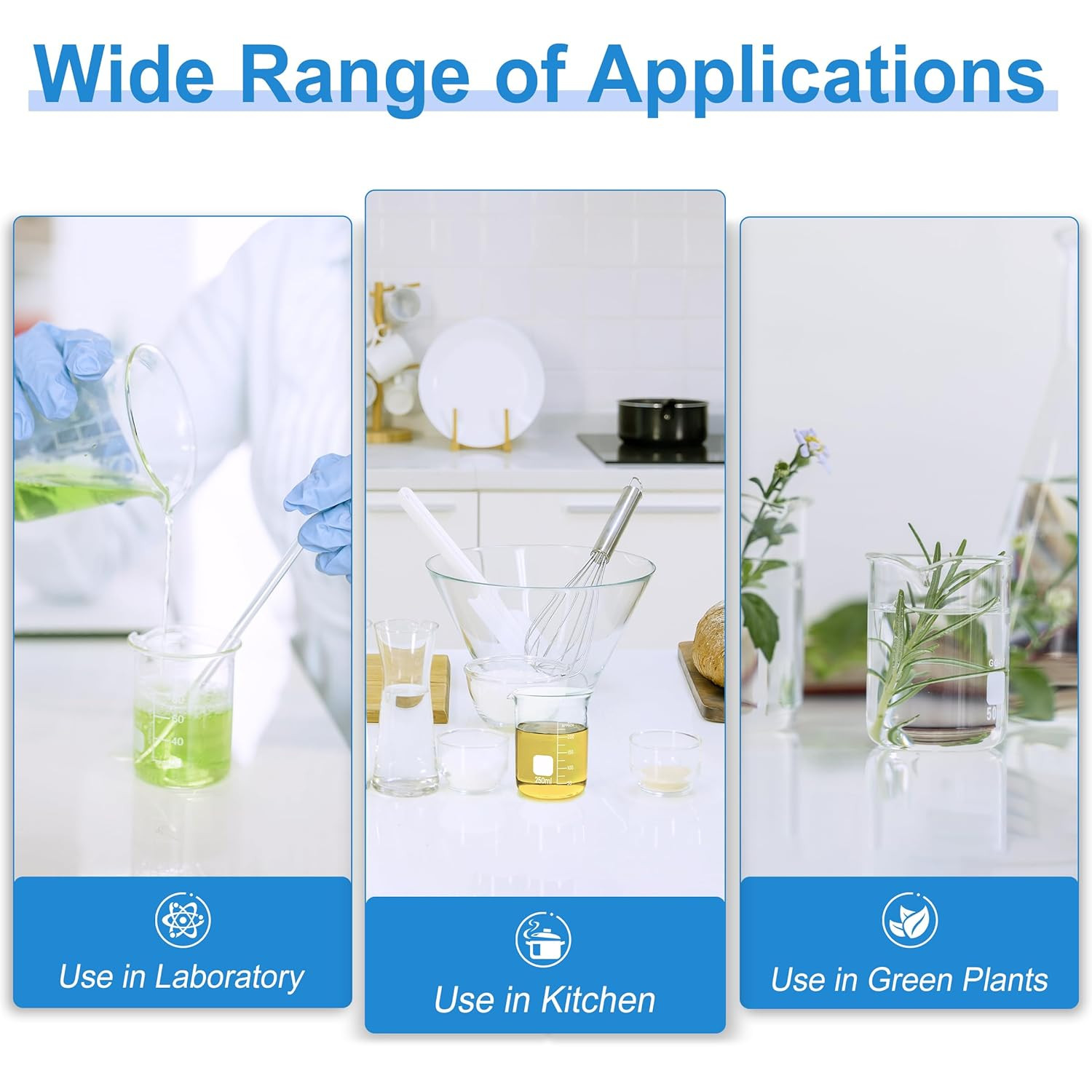Glass Beakers Set, 5 Sizes – 10Ml, 25Ml, 50Ml, 100Ml, 250Ml, 3.3 Borosilicate Be