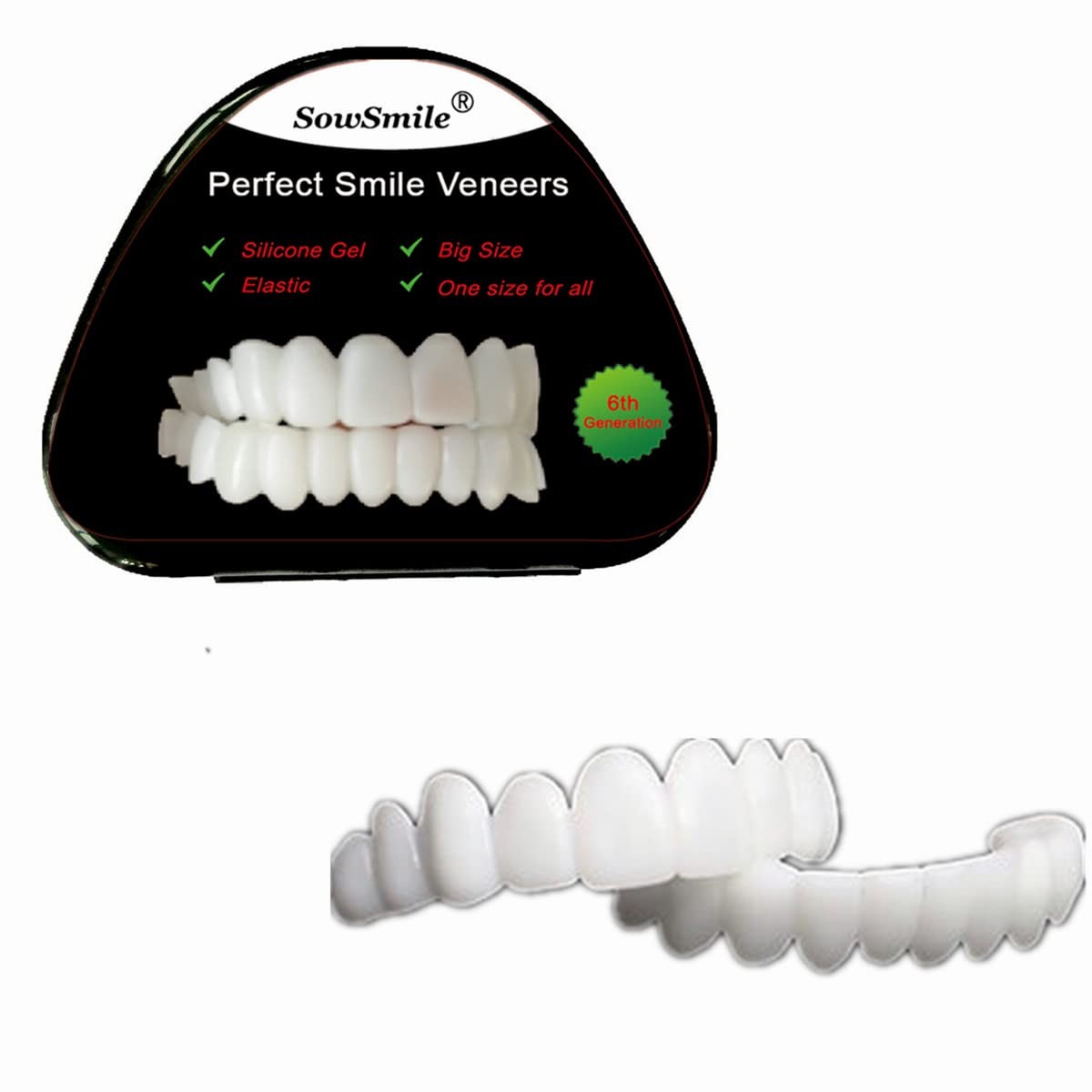 SowSmile Big Size Silicone Gel Snap on Perfect Smile 1 Count (Pack of 1)