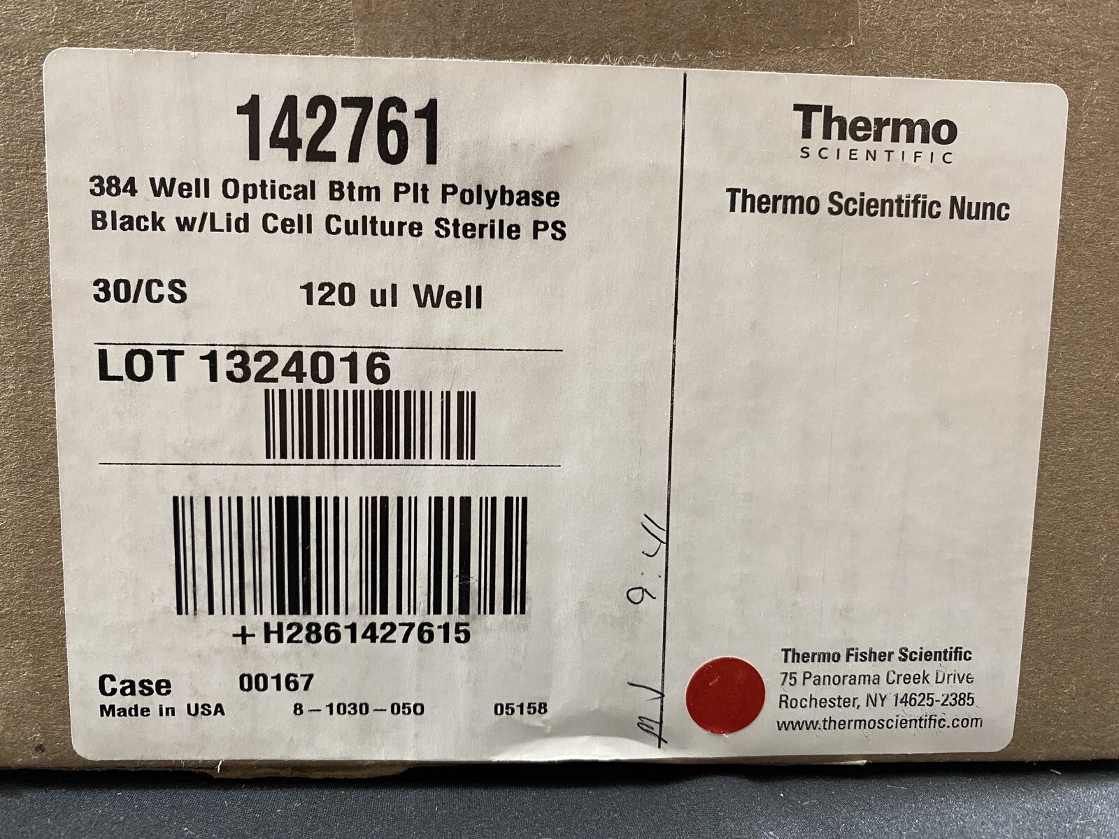 THERMO SCIENTIFIC NUNC 120μL Black Clear Sterile 384 Well Plate #142761 (30/Cs)