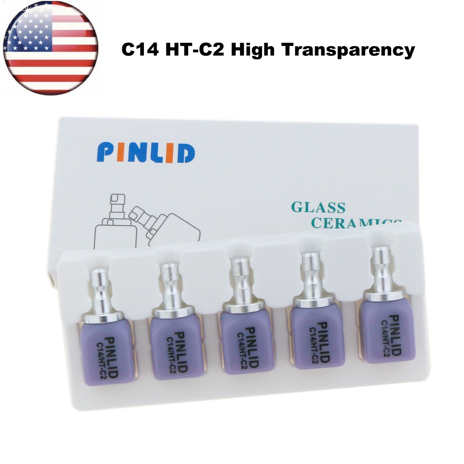 US HT C14 Dental Emax Glass Ceramic Lithium Dislicate Blocks CEREC CAD CAM Block