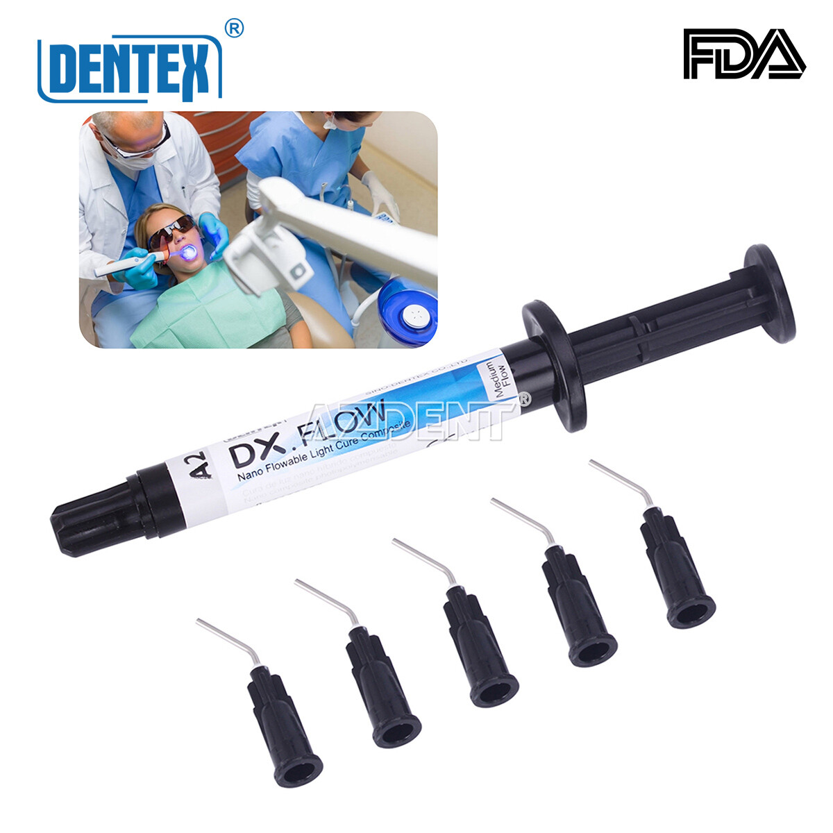 DENTEX DX.FLOW Dental Flowable Medium Flow Light Cure Composite A2 Resin