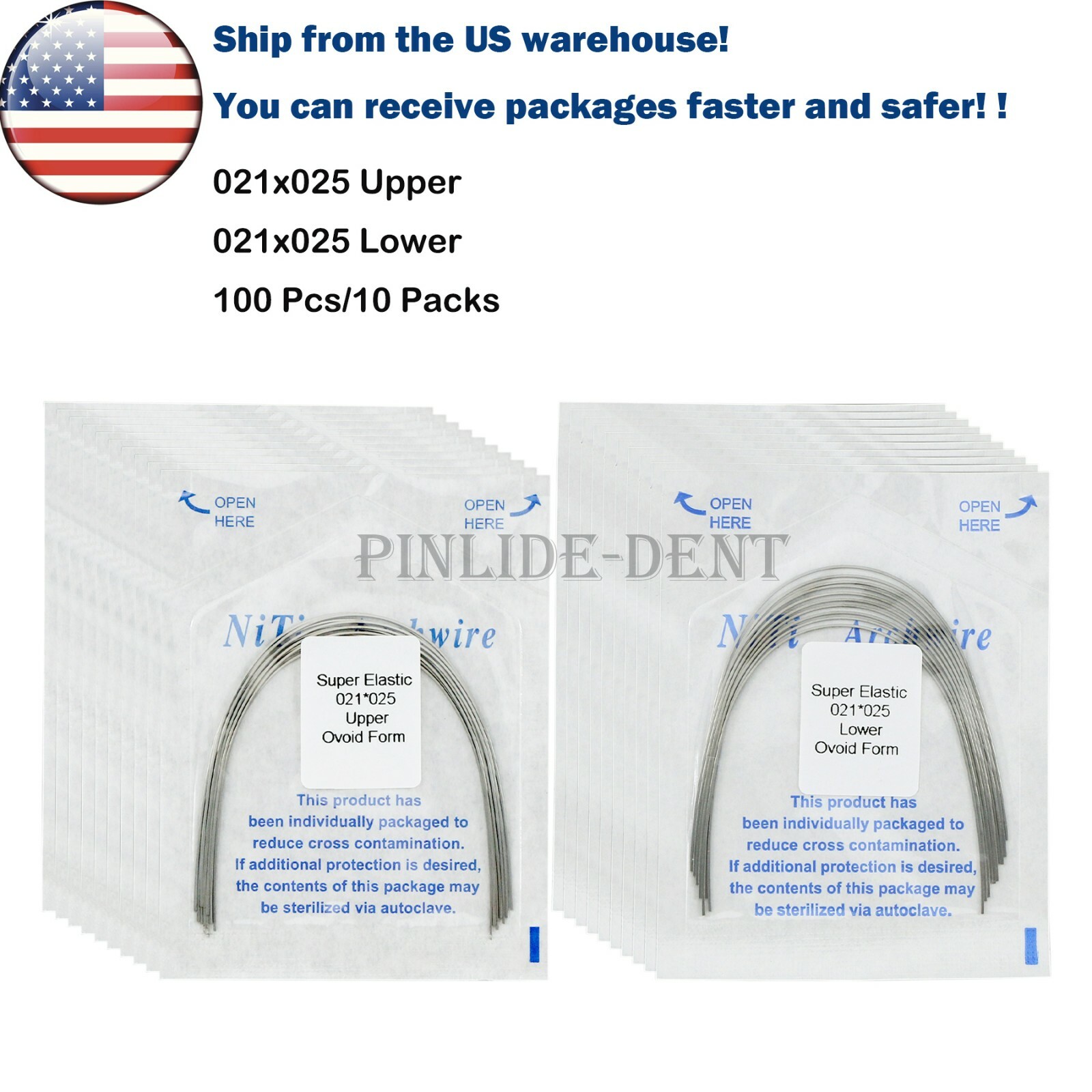 US Dental Orthodontic Super Elastic Niti Rectangular Arch Wires Ovoid All Size