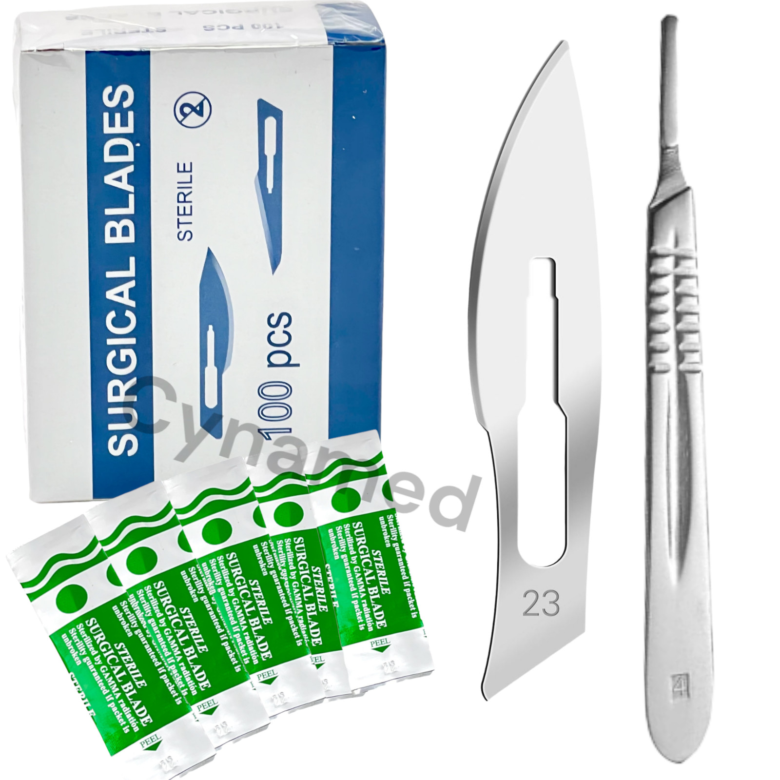 100 Sterile Surgical Blades with FREE Scalpel Knife Handle Medical Dental Tools