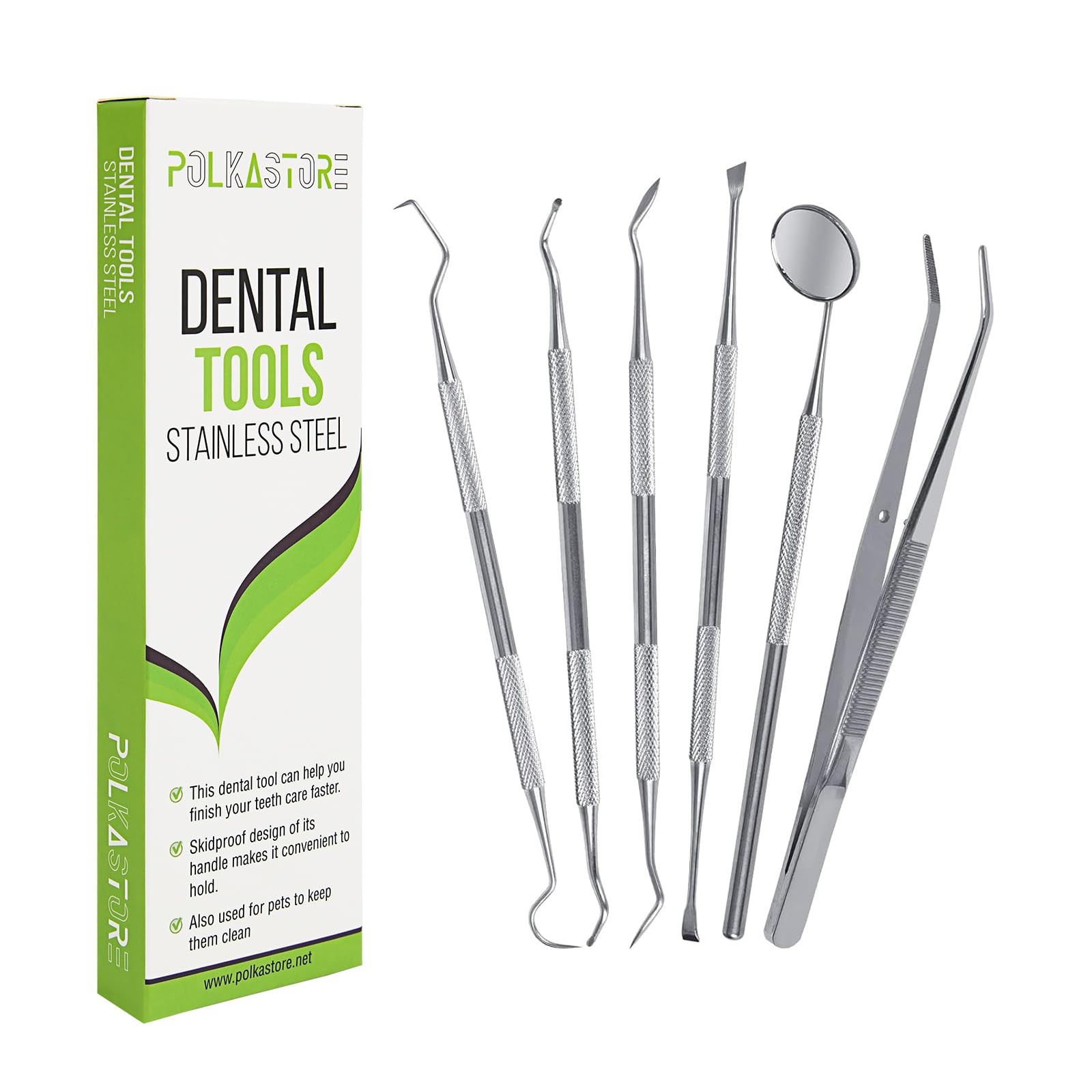 Dental Tools, 6-Pack Stainless Steel Teeth Cleaning Kit – 6 Piece Set
