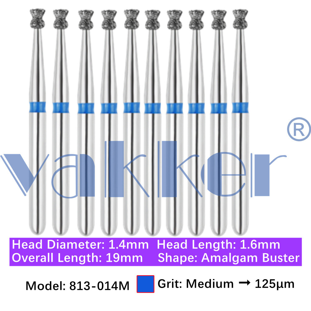 Vakker 10pc Dental Diamond Burs Inverted Cone & Amalgam Buster Handpiece Bur