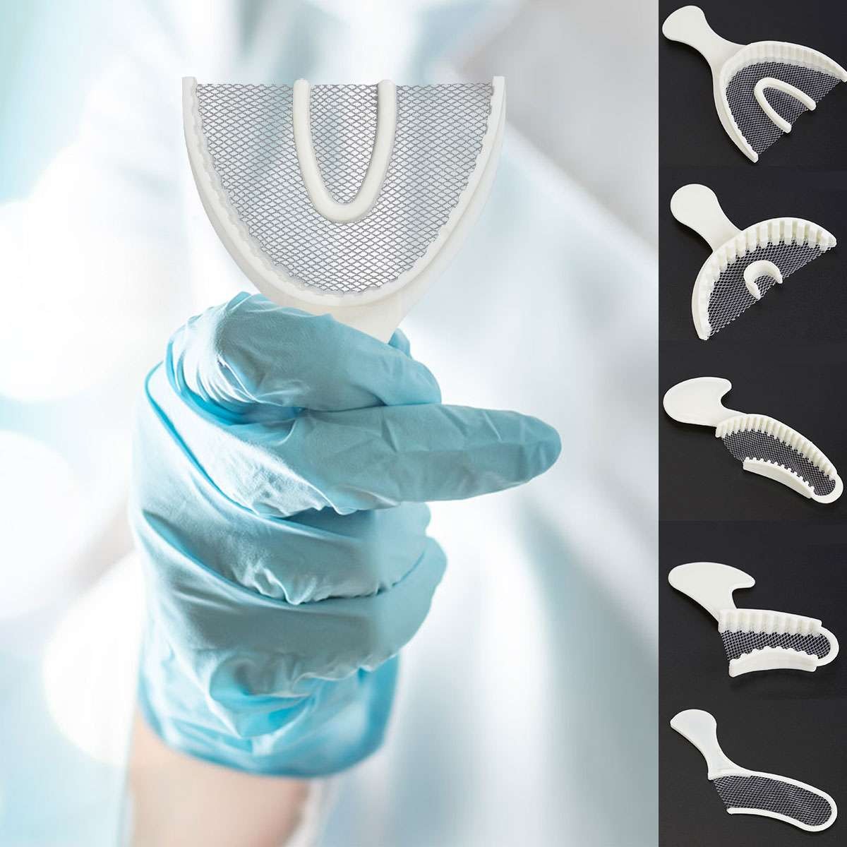 10/20/30/50X Dental Disposable Triple Impression Bite Registration Trays 5 types