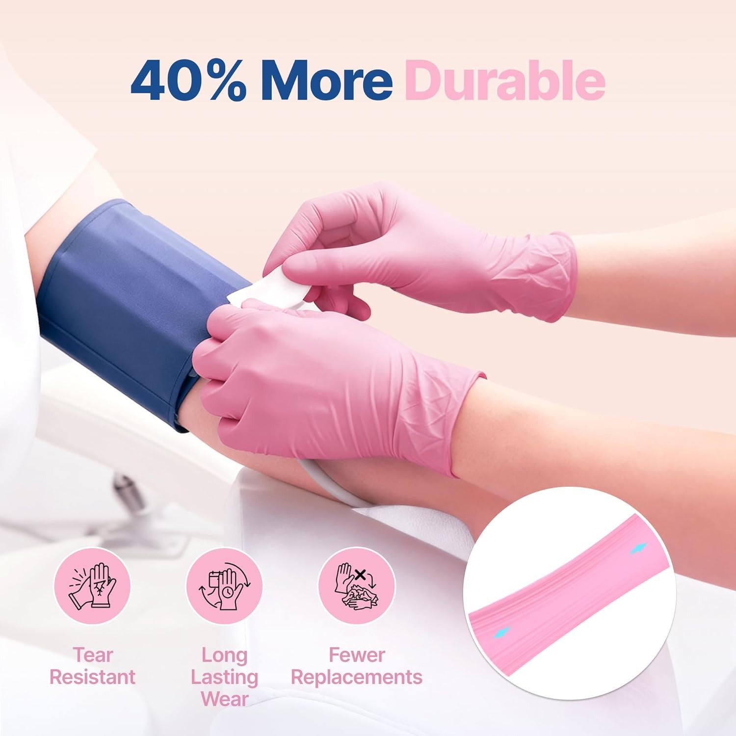 Schneider Pink Nitrile Exam Gloves Medium 100CT Latex Free Powder Free Food Safe