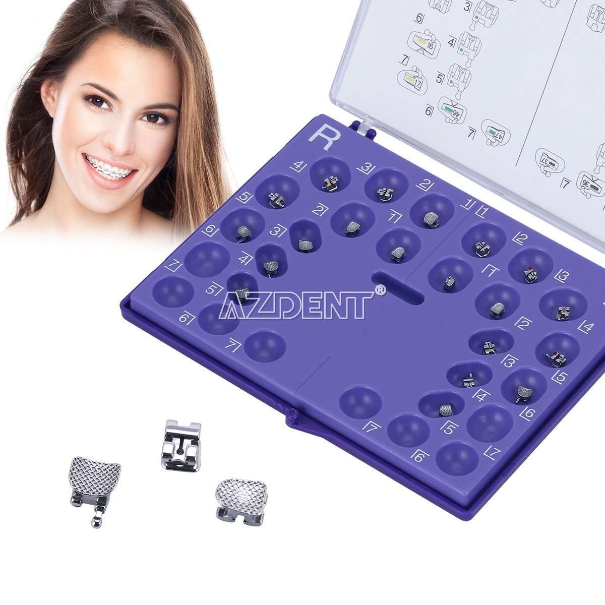 Dental Ortho Locking plate Self-Ligating Bracket Brace Roth/MBT .022 Hooks 3 4 5