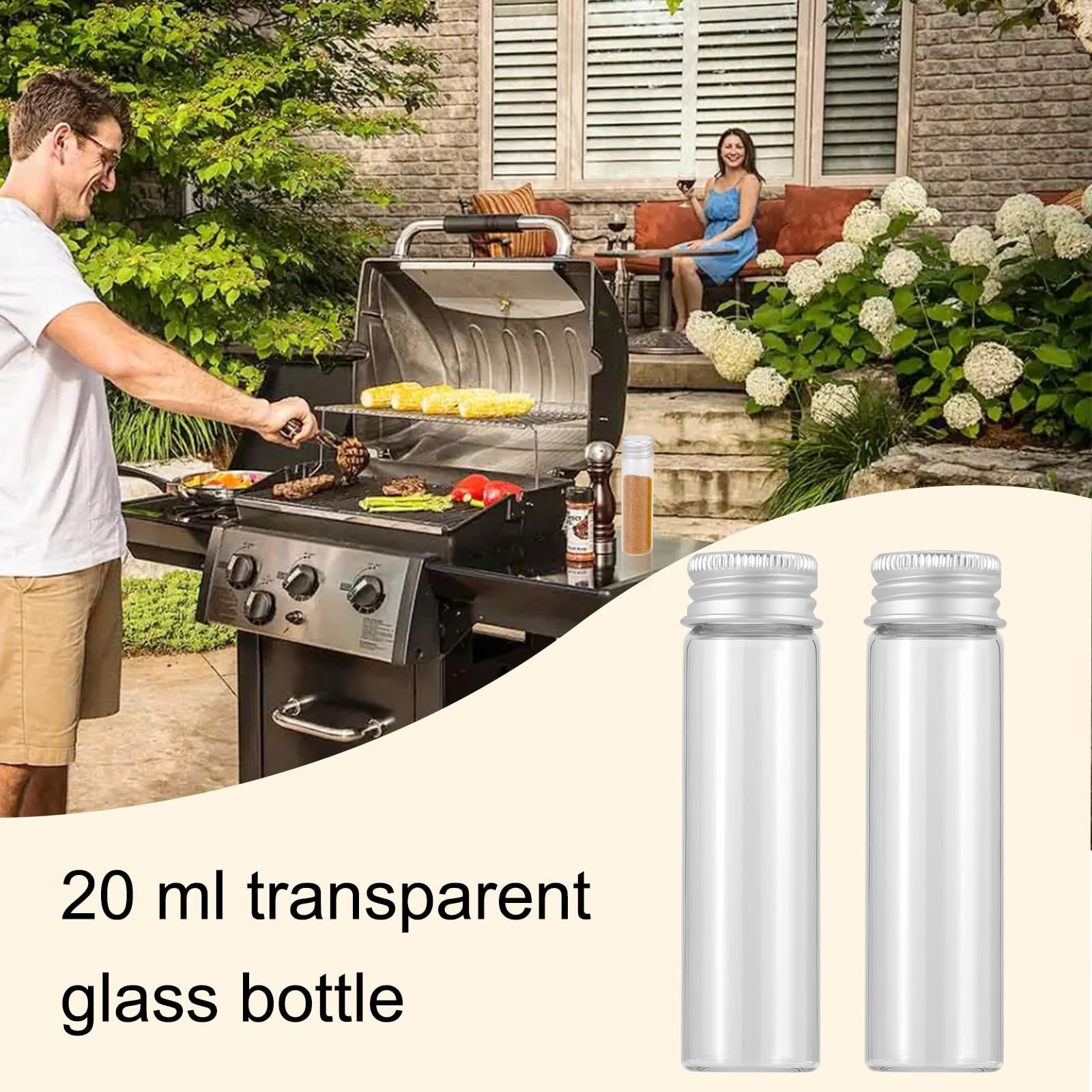 Kesell Pack of 35 Glass Bottles with Aluminium Caps 20ml Clear 20ml, clear