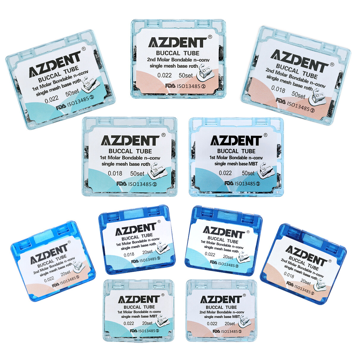 AZDENT Dental Ortho Buccal Tube 1st Molar Roth MBT/Bracket Mini MBT/Roth 018/022