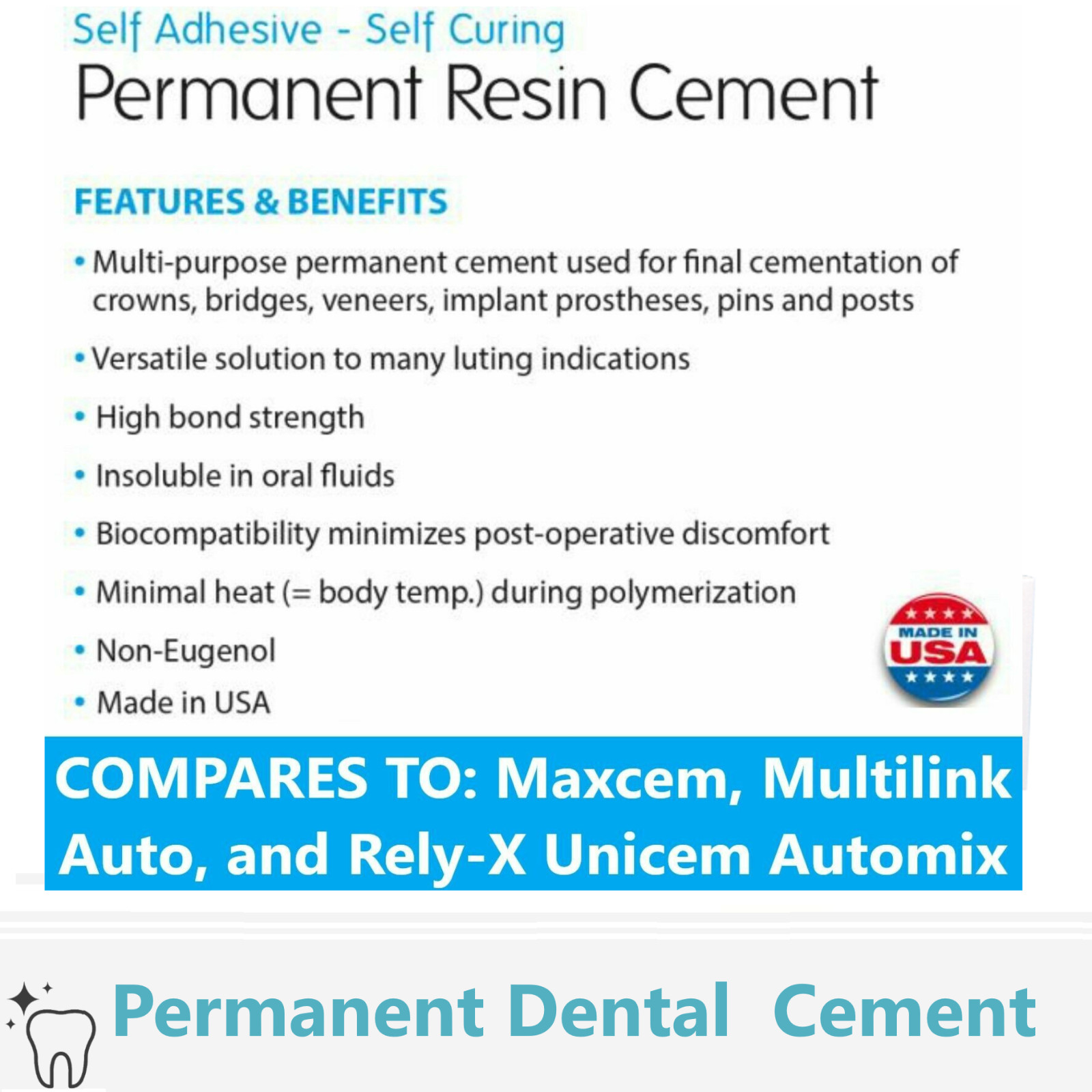 Mark3 Permanent Resin Cement Self Adhesive 7ml Automix Syringe+6 mixing tips