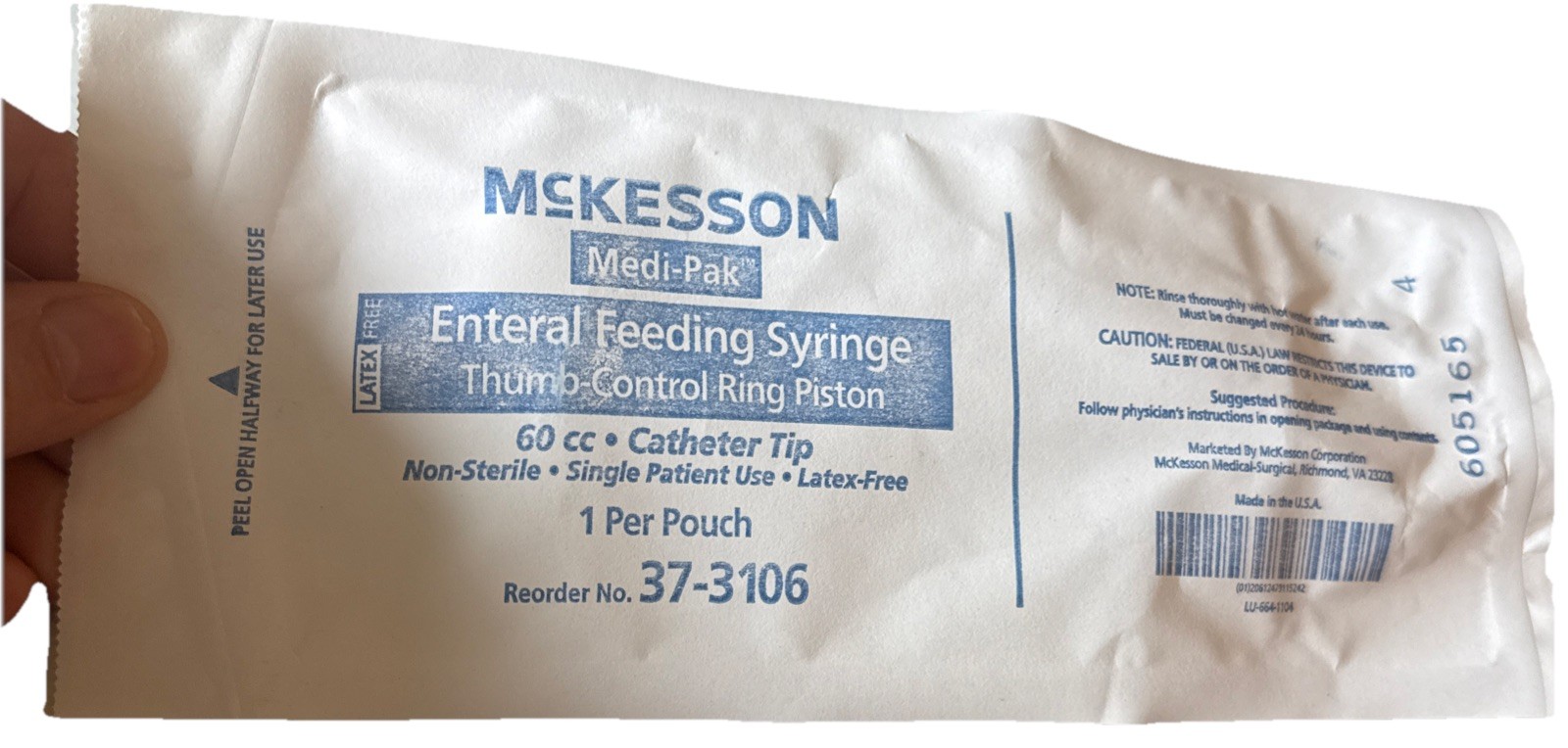McKesson Enteral Feeding/Irrigation ENFit Tip Syringe 60cc – Lot of 15 NIP