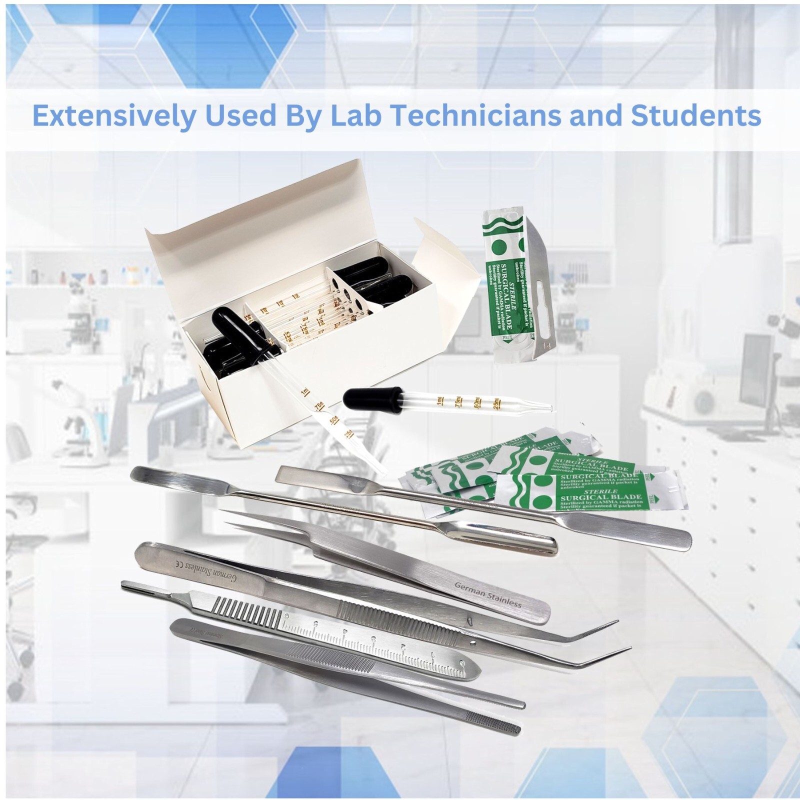 28pc Pharmacy Medical Lab Spatulas & Pipettes Science Chem Lab Kit For Students