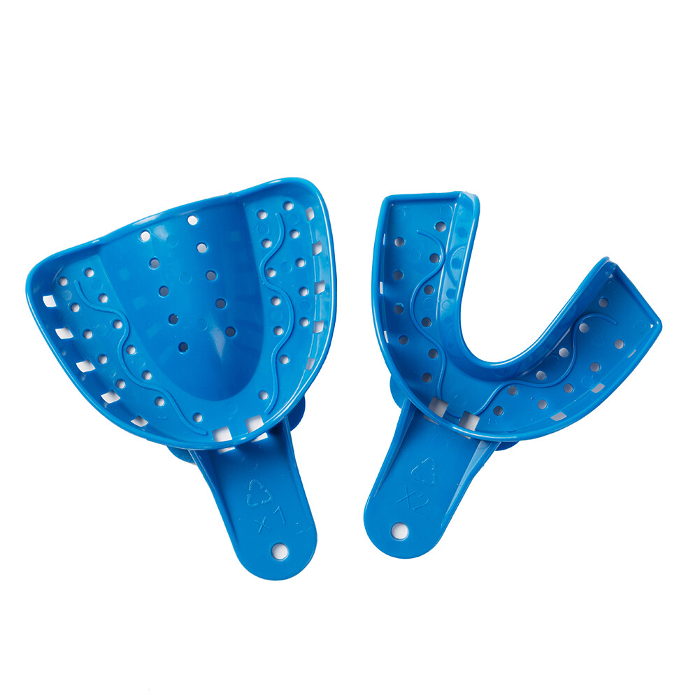EASYINSMILE 12Pc Dental Plastic Impression Tray Perforated Upper/Lower Autoclave