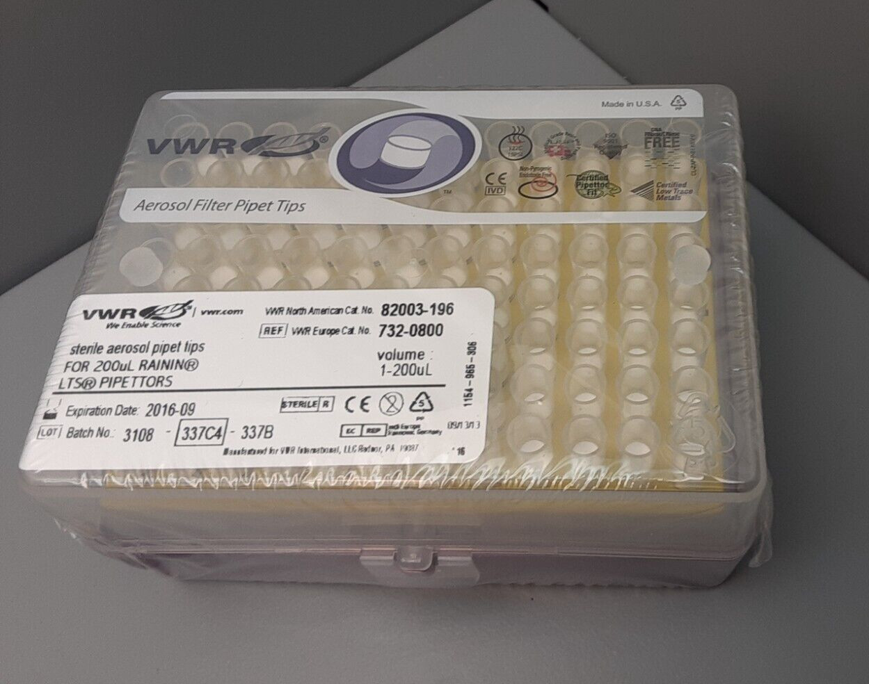 VWR (96) well PIPET TIPS 82003-196 1-200uL lot of (5) (1/2 case)