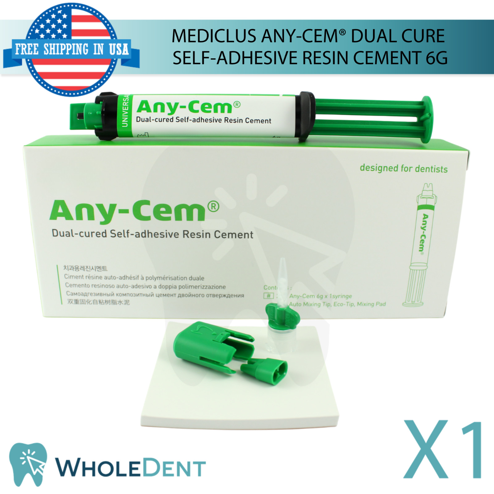 Any-Cem® Self Adhesive Resin Cement Syringe 6g Dual Cure Dental Restoration
