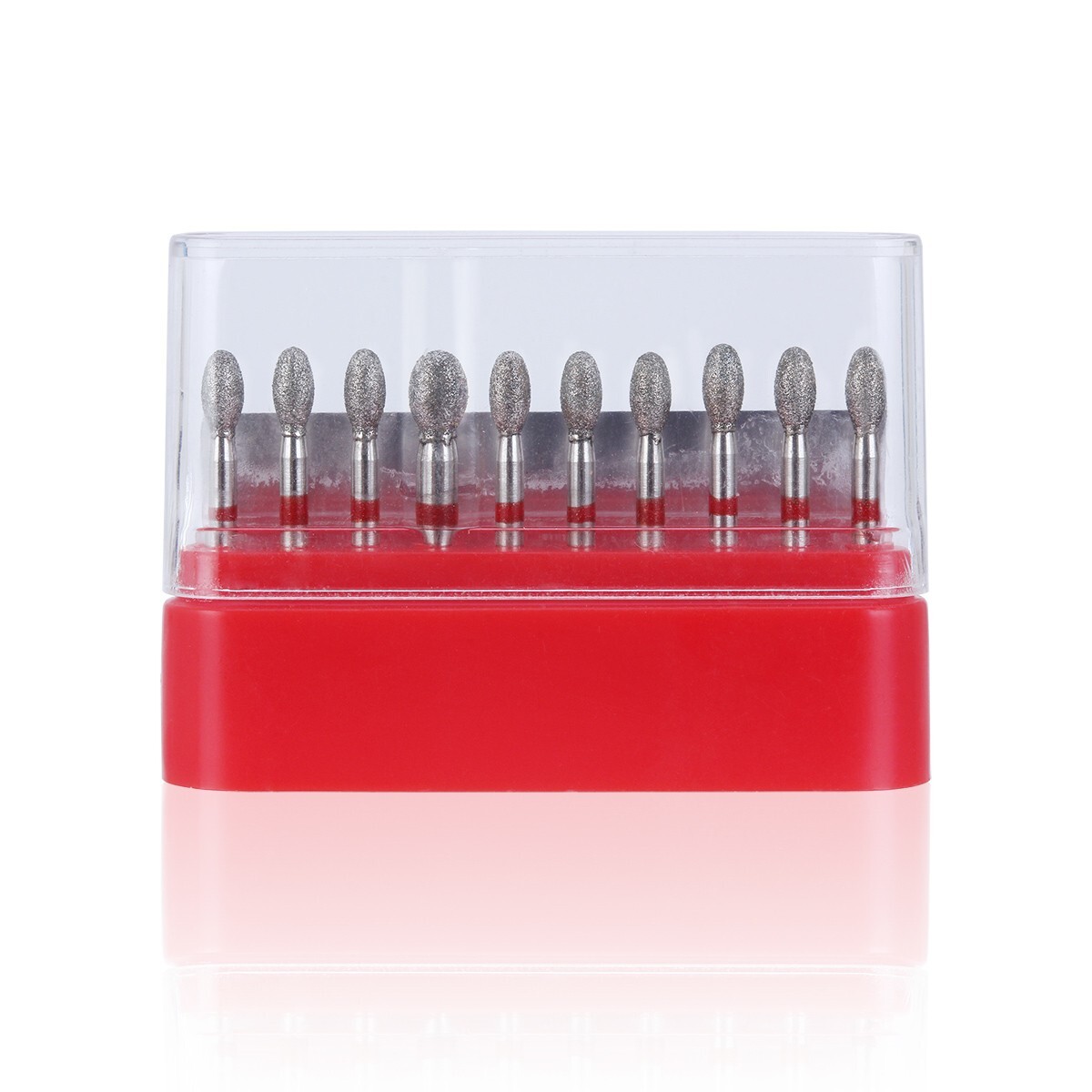 10Pcs Dental Diamond Burs FOOTBALL 379-023F FINE RED DEFEND Friction Grip