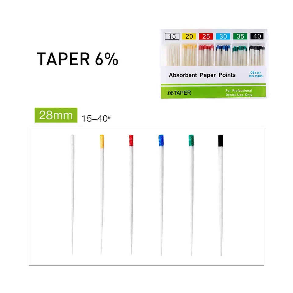 Dental Root Endodontic Absorbent Paper Points Taper 0.04/ 0.02 /0.06 15#-40#