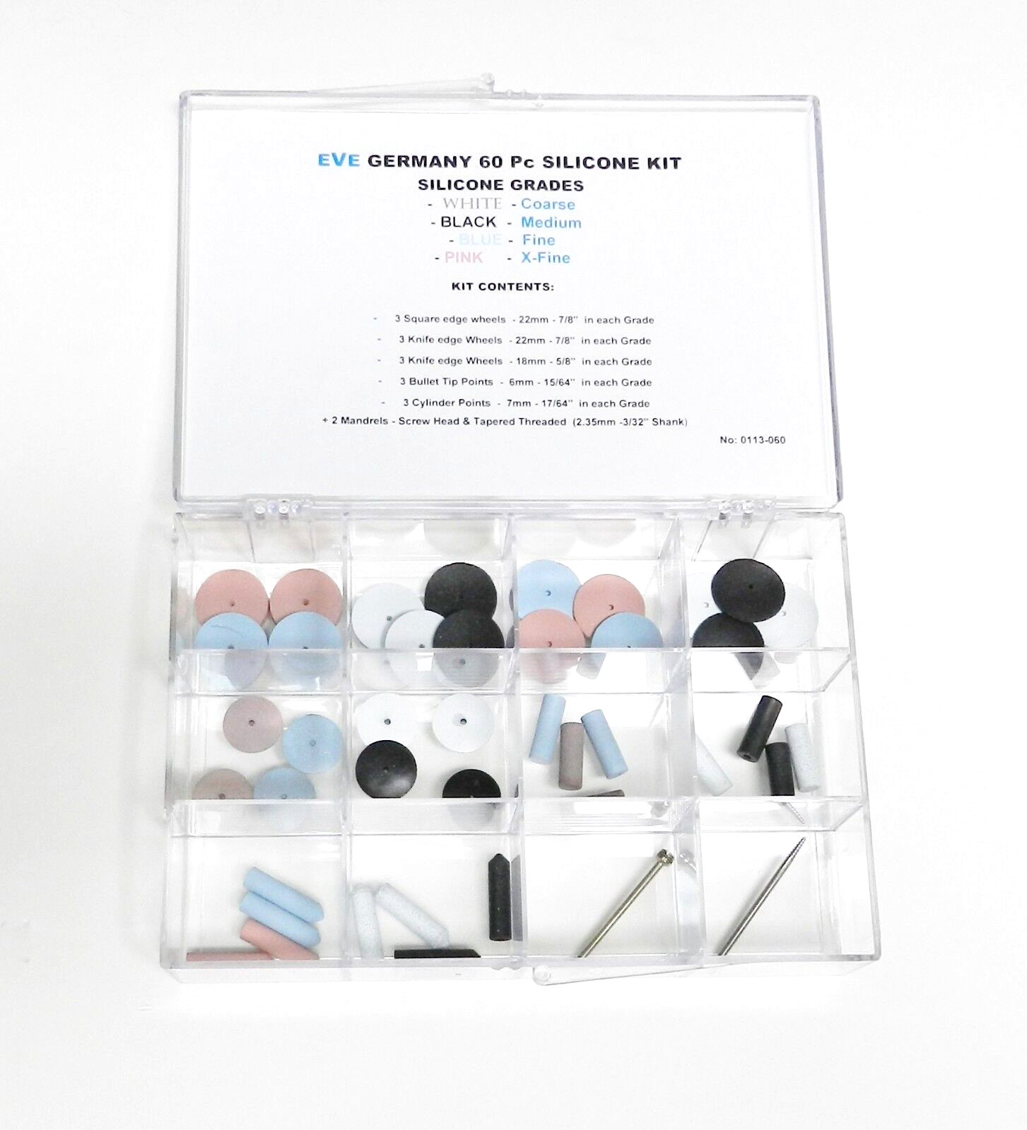 Silicone Polishing Wheel Assortment Kit 60 Pieces Eve Germany Jewelry Polishers