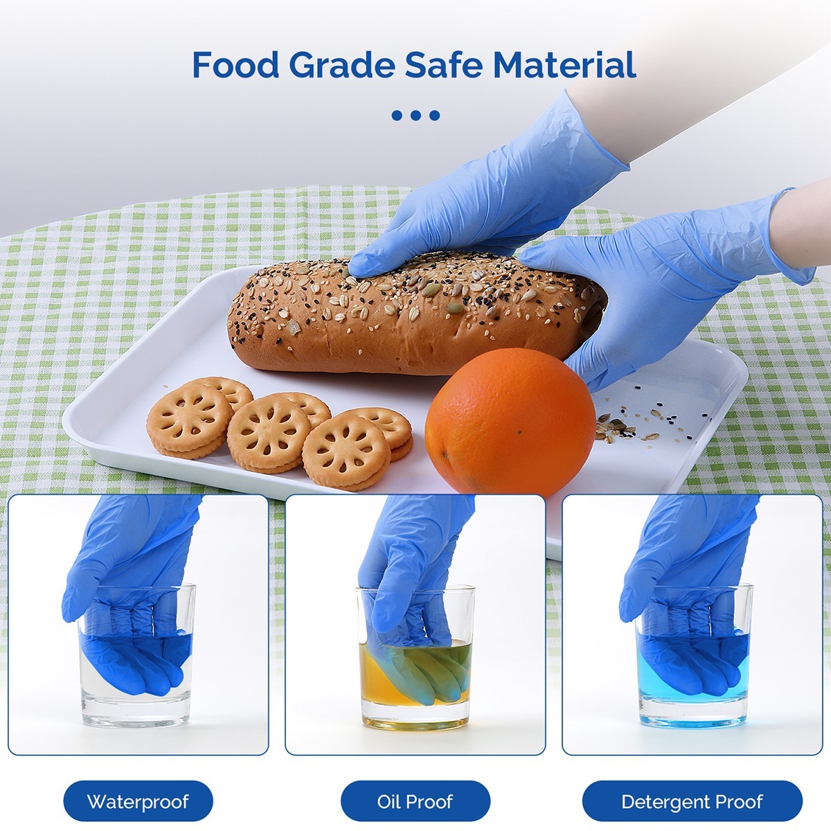 Disposable Glove Blue Nitrile Medical Gloves Powder Free Latex Free Food Grade